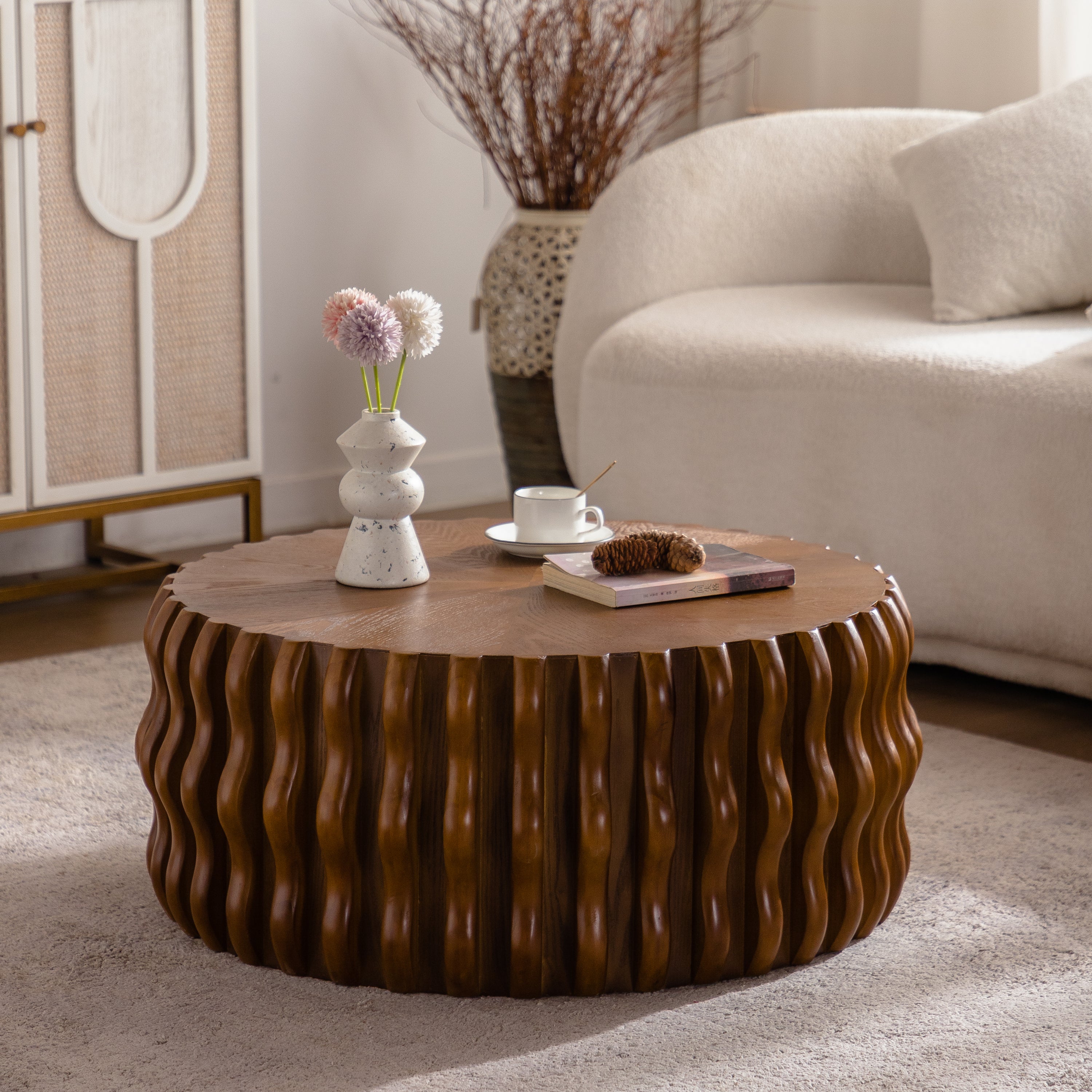 Ribbed Wave Round Coffee Table