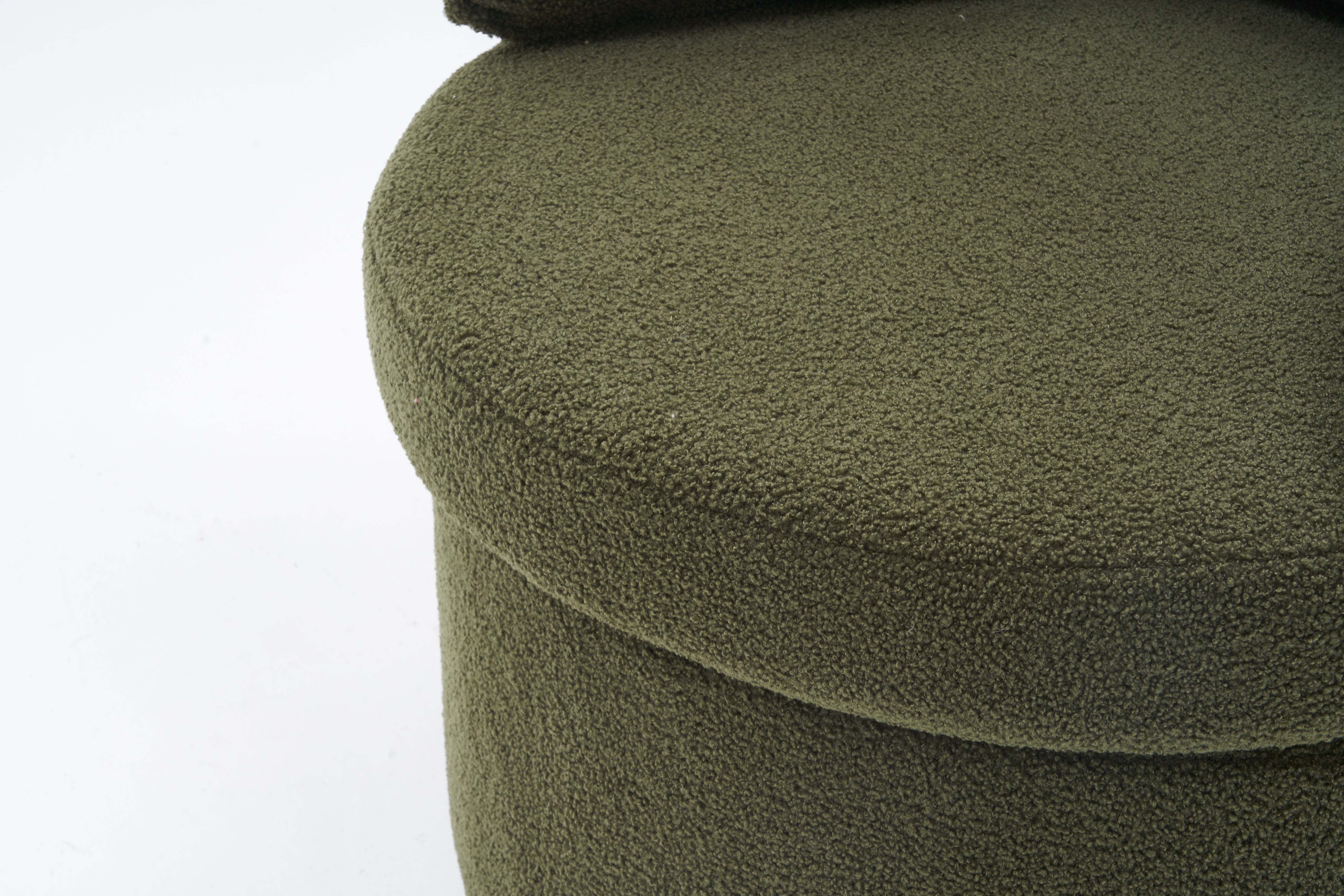 Upholstered Swivel Chair with 3 Throw Pillows and Storage