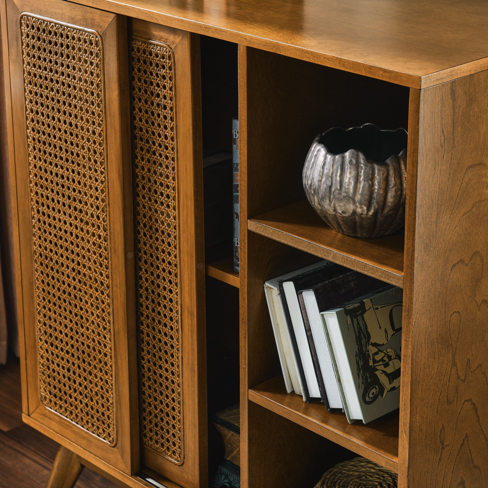 Mid Century Modern Rattan Sideboard Cabinet