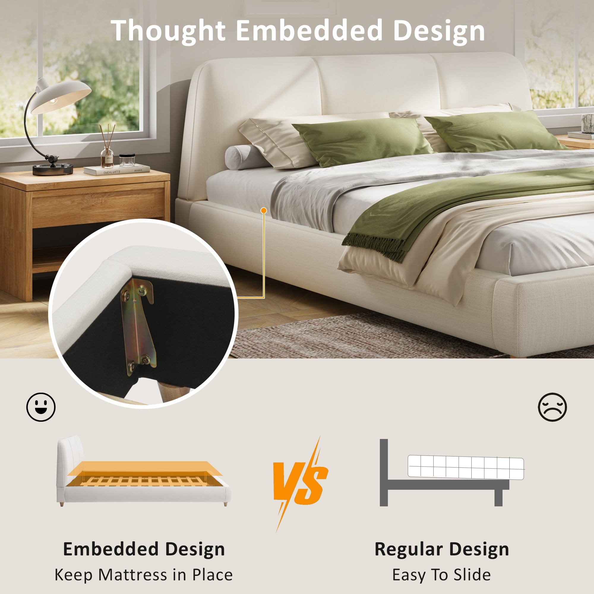 Modern Linen Upholstered Bed