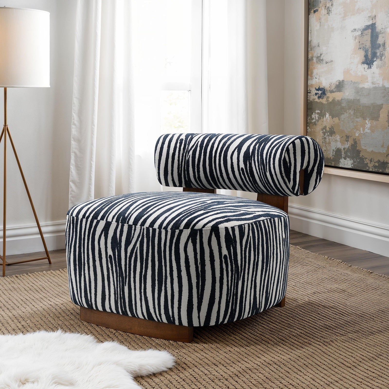 Avril Modern Zebra Stripe Accent Chair
