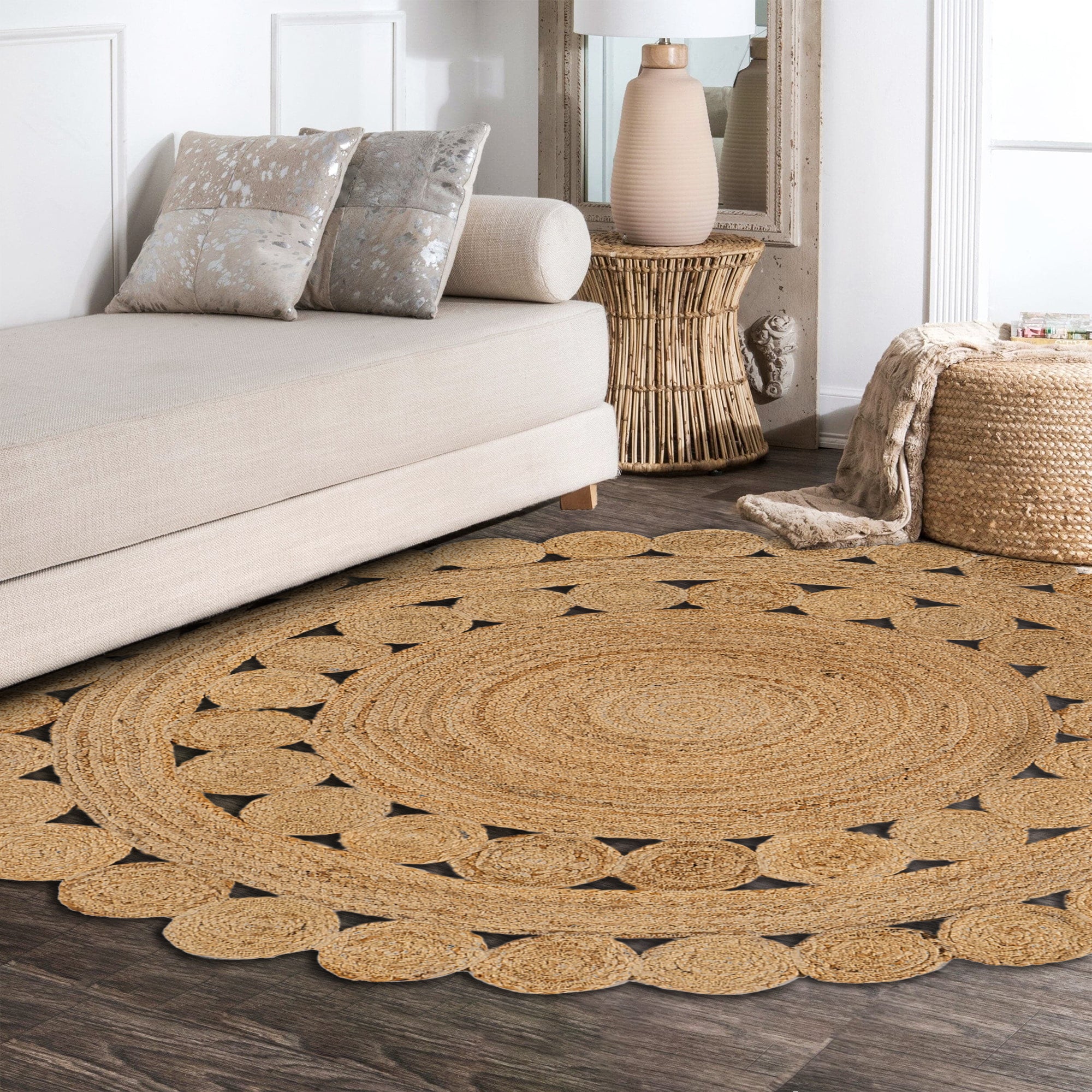 Bodhi Round Natural Jute hippie Circle Round Area Rug