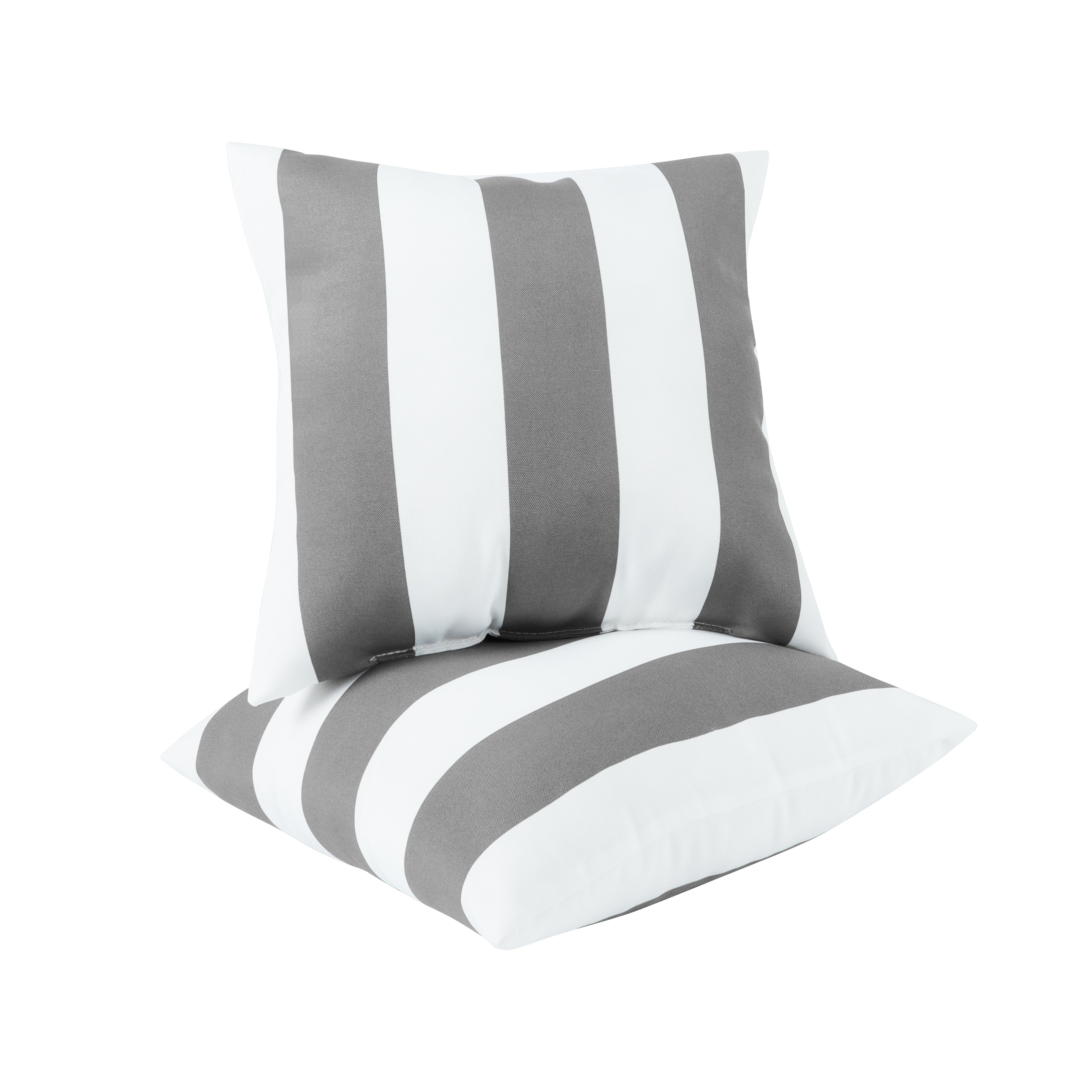 Gray & White Stripe Outdoor Square Pillows, Set of 2