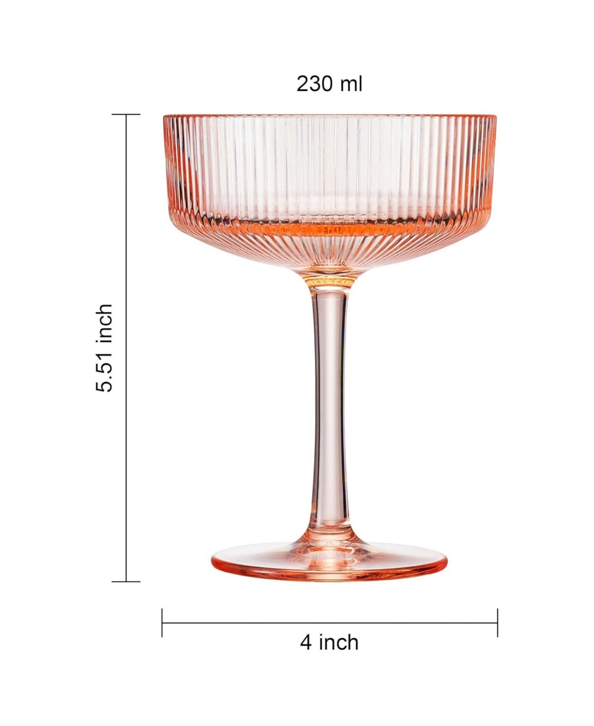 Pink Coupe Ribbed Acrylic Shatterproof Glasses Set of 2
