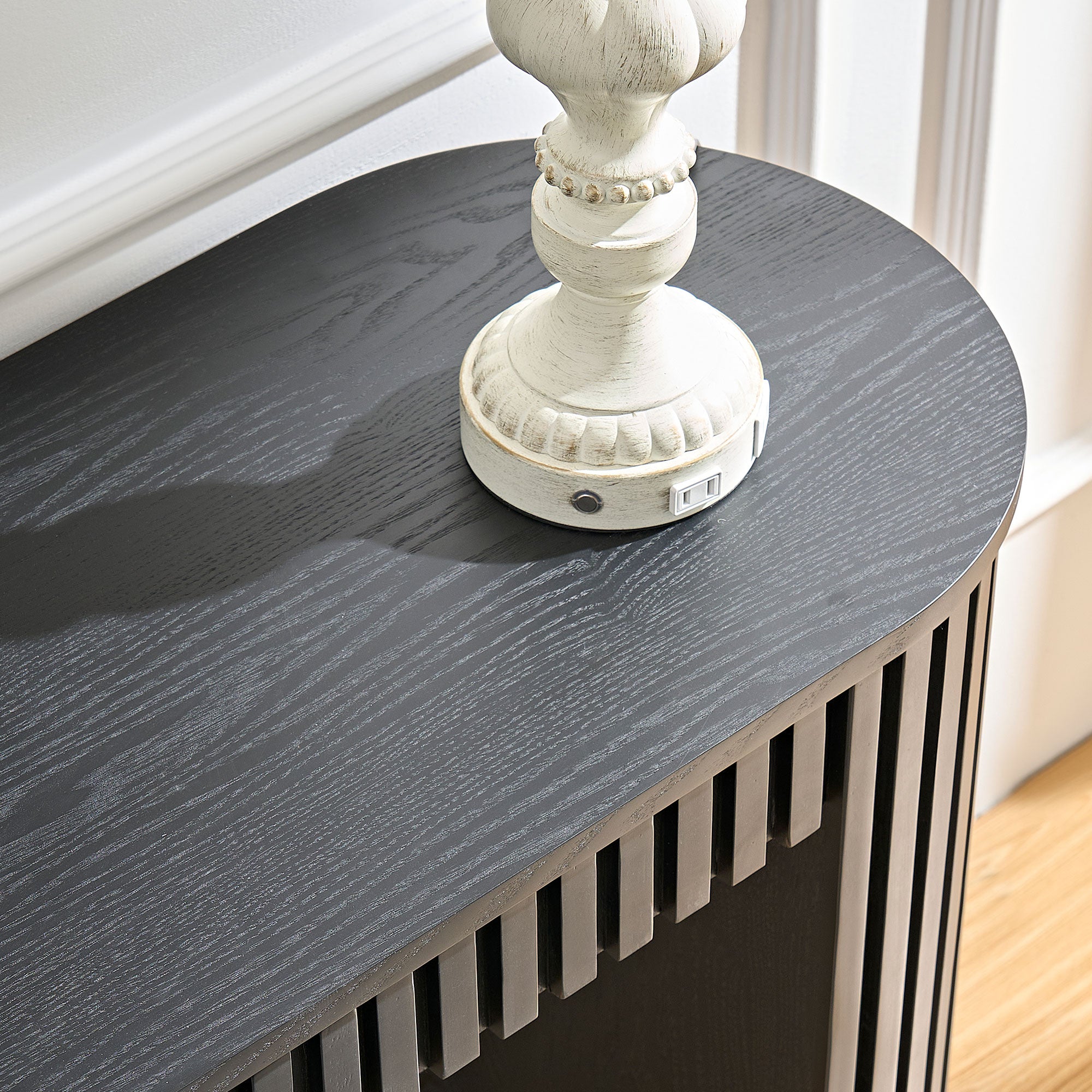 Mariposa Console Table with Drawer and Unique Vertical Stripe Design