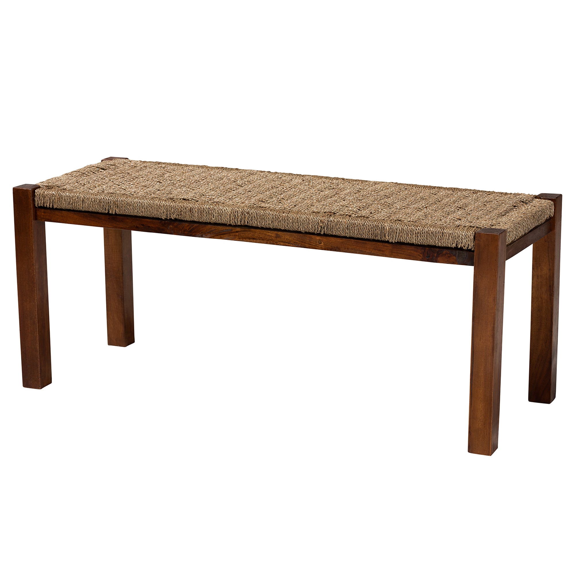 Apollo Seagrass and Mahogany Wood Bench