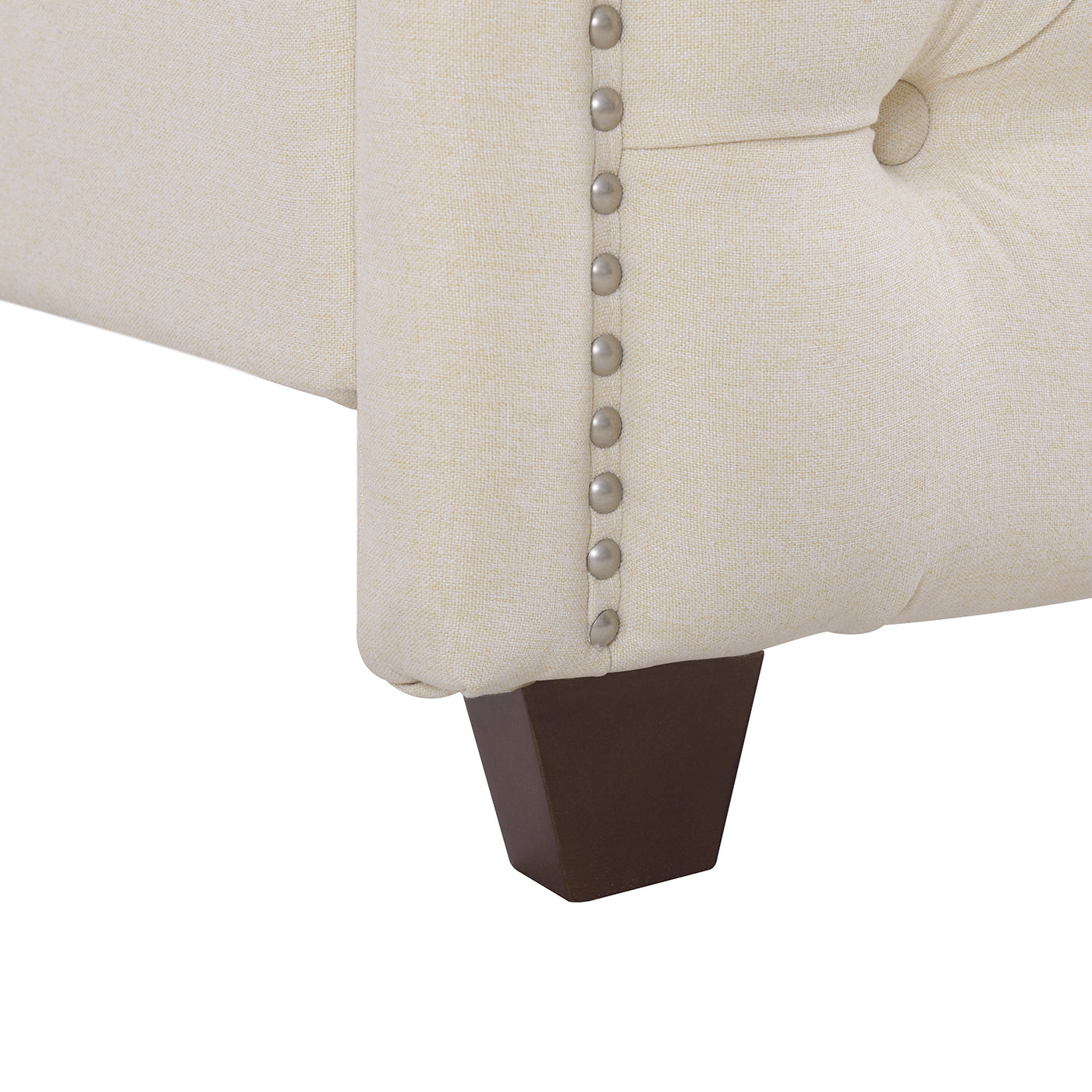 Queen Size Upholstered Bed with Button Tufting and Nailhead Trim