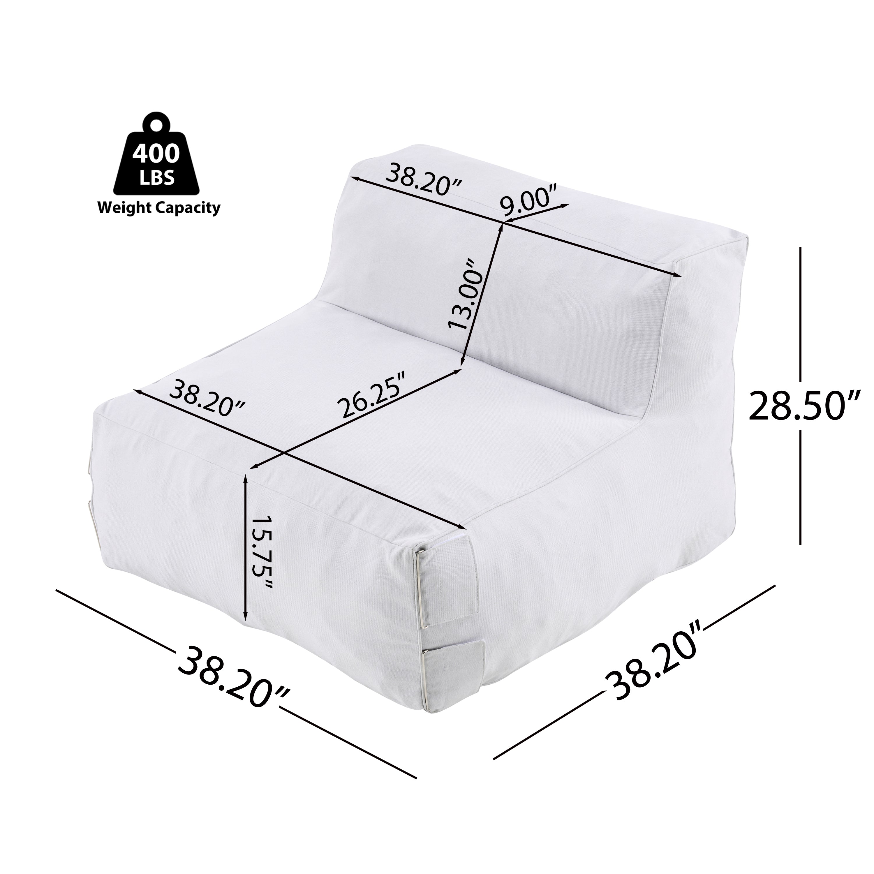 Nerissa Outdoor Patio Armless Bean Bag Sofa