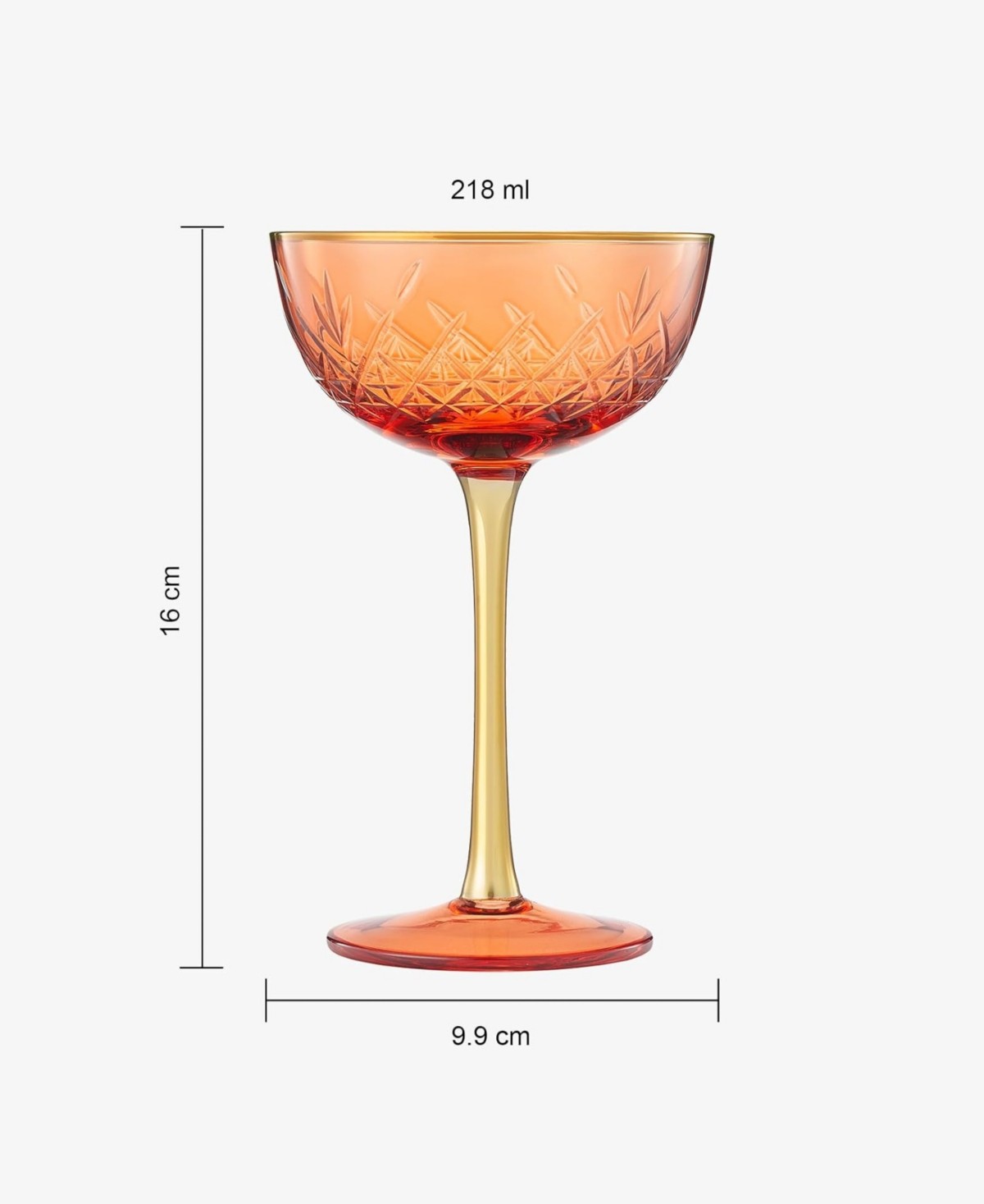 Orange Red Vintage Art Deco Coupes Set of 2