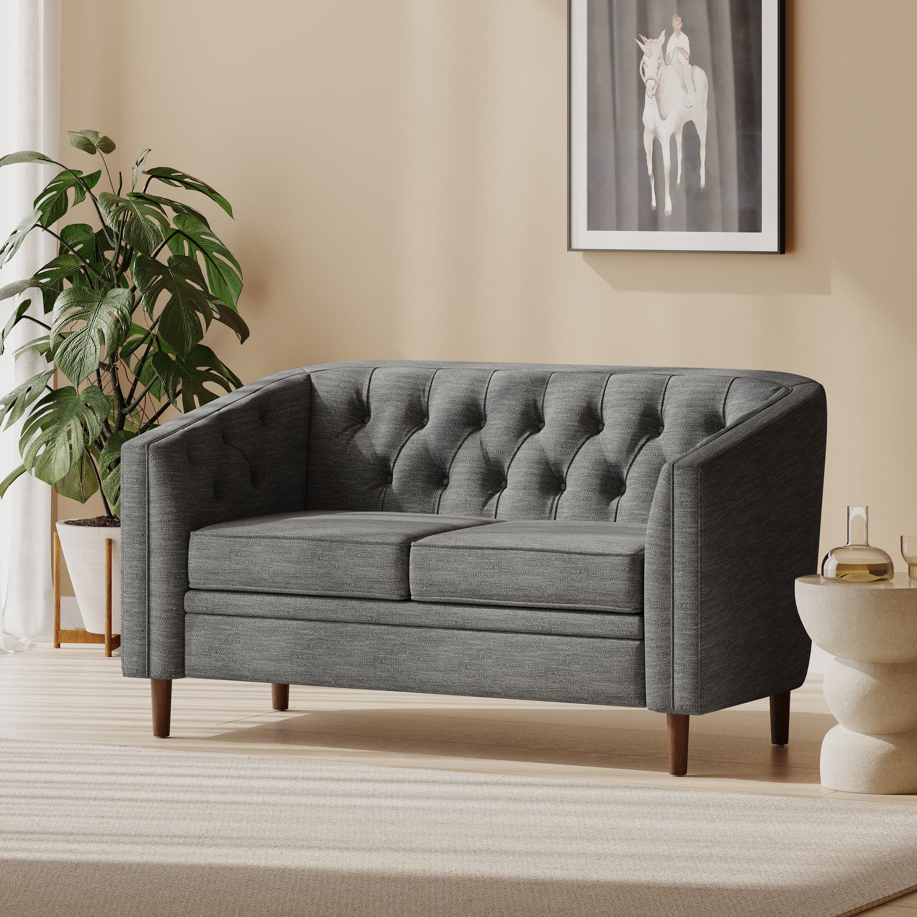 Sophisticated Loveseat with Diamond-Stitched Detailing