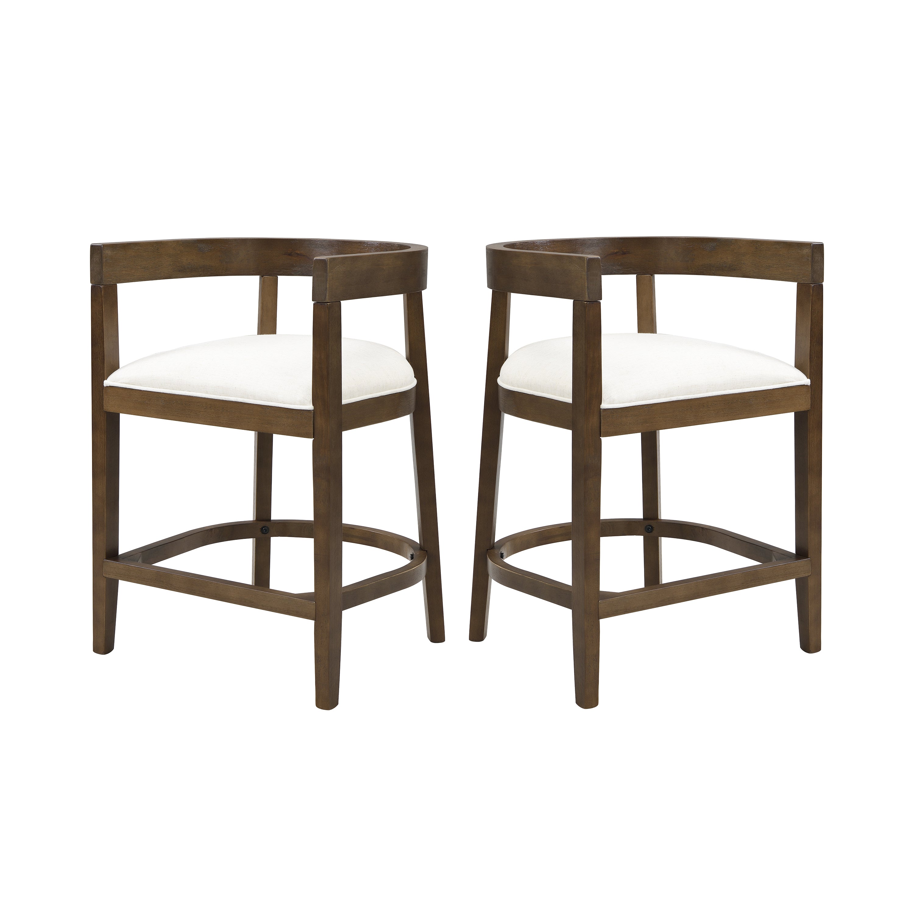 Modern Rubberwood Counter Stool Set with Upholstered Seats