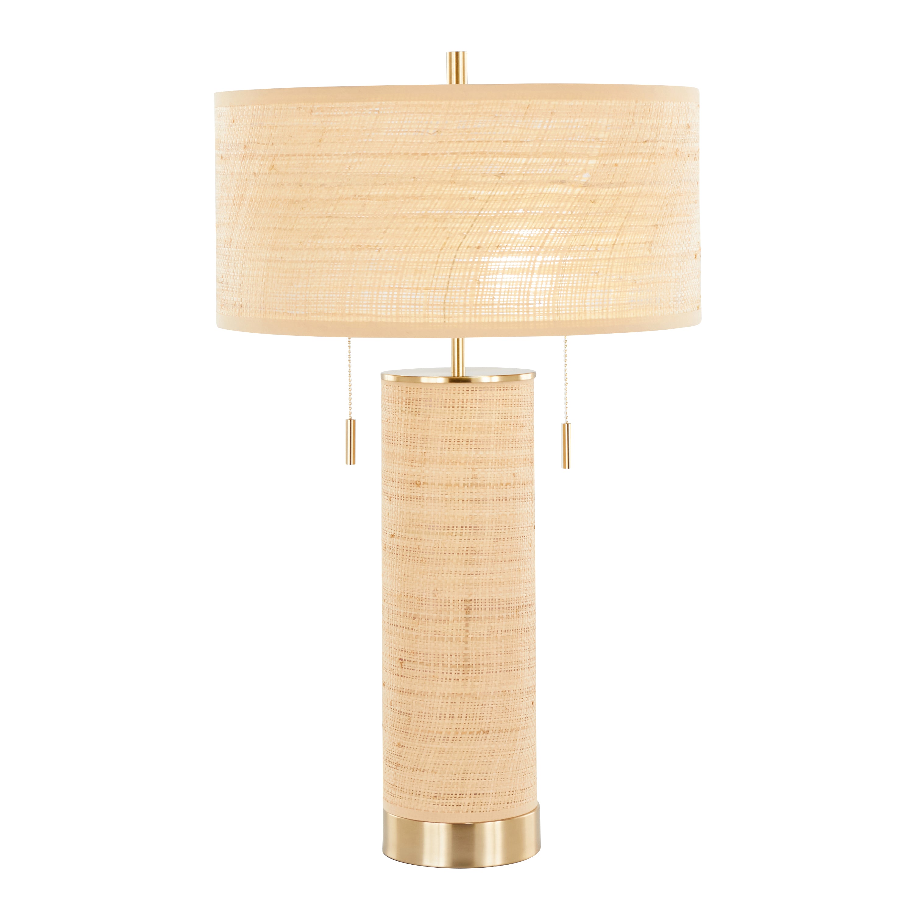 Bellavue 29" Rattan Table Lamp with Cylinder Shade and Pull Chain Switch