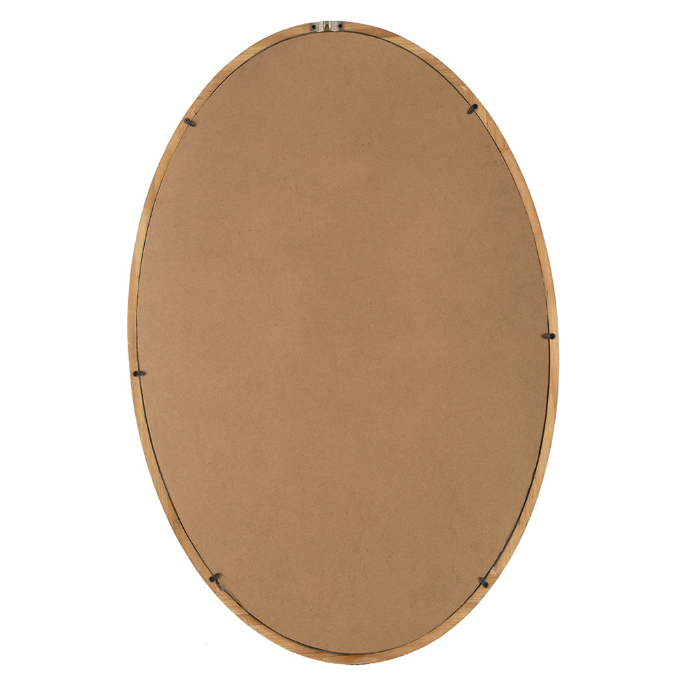 Oval Wall Mirror with Wood Frame