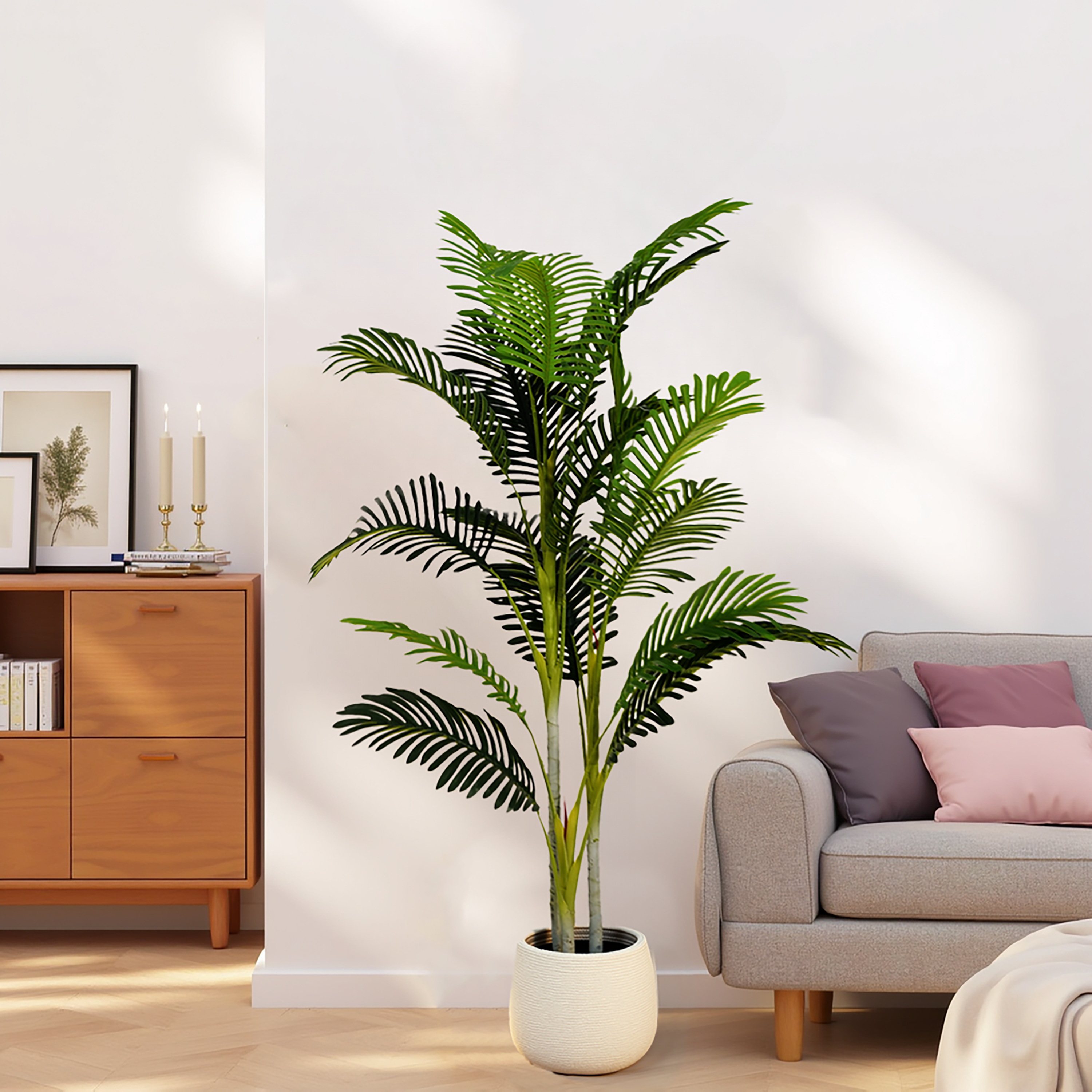 large fake palm plant 61" Artificial Palm Tree with Black Plastic Pot, Set of 2 – Pier 1
