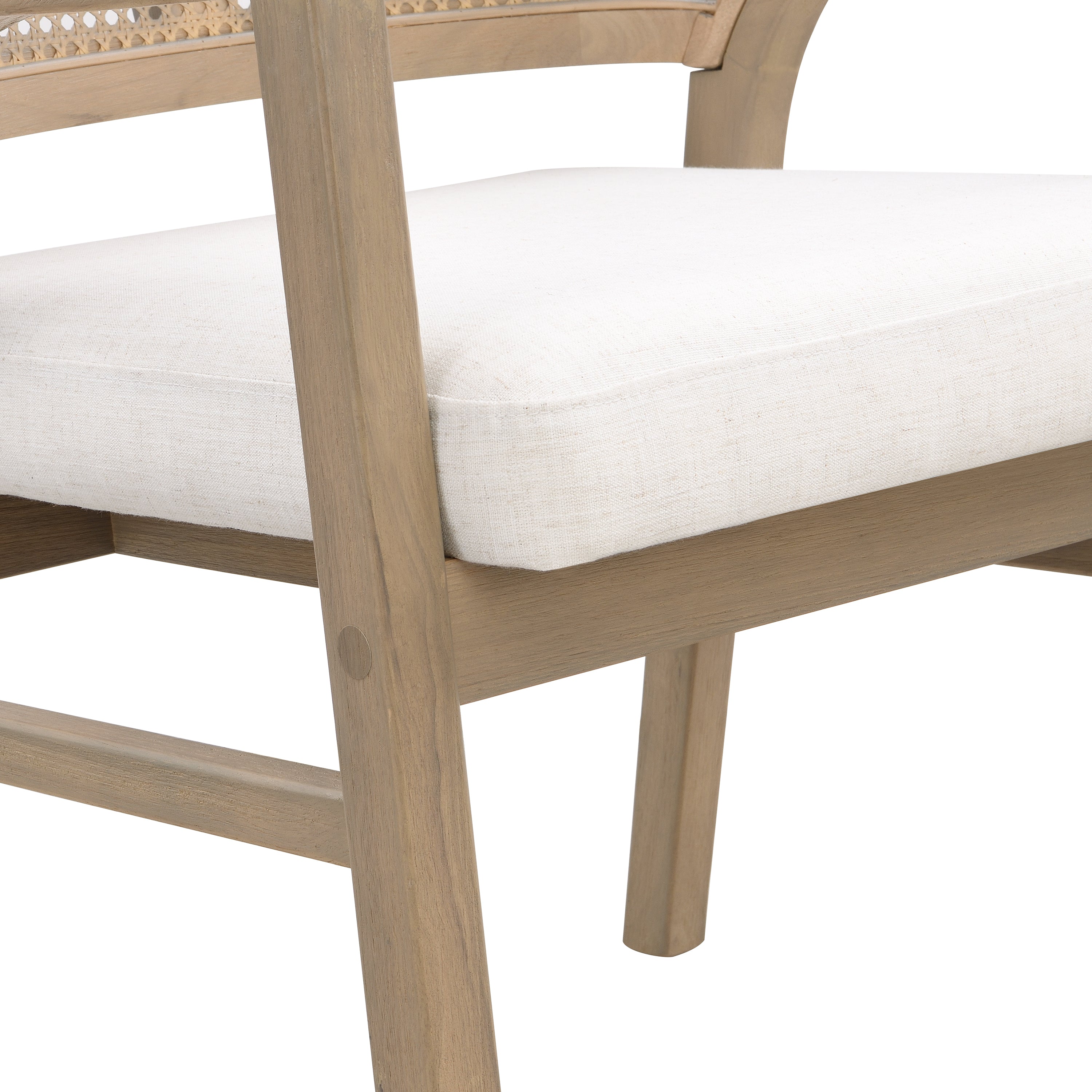 Briarwood 7-Piece Wood Upholstered Dining Set with Rattan Back Chairs