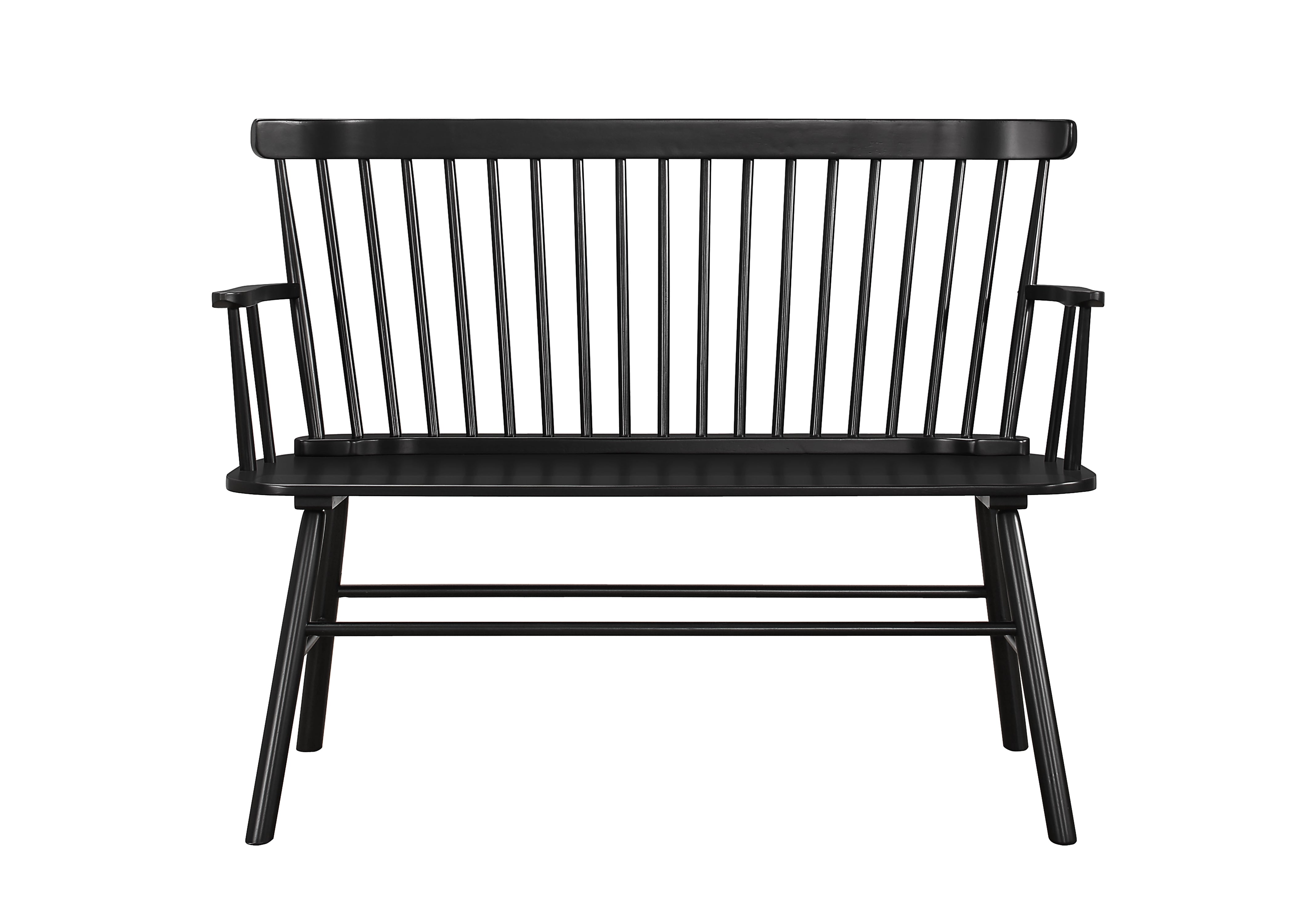 Farmhouse Vintage-Style Wood Spindle Back Bench