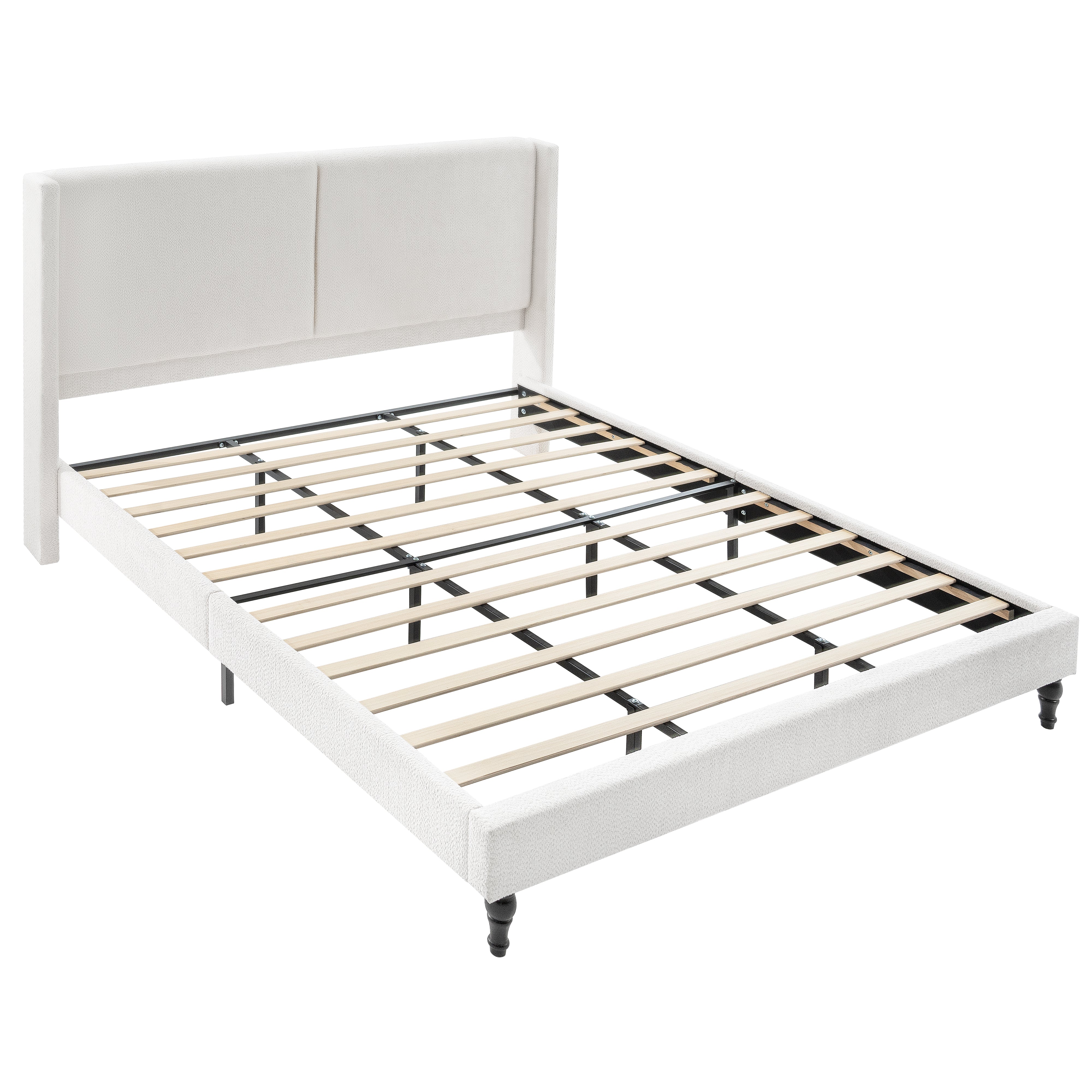 Bed Frame with 55.5"High Back Boucle Upholstered Headboard