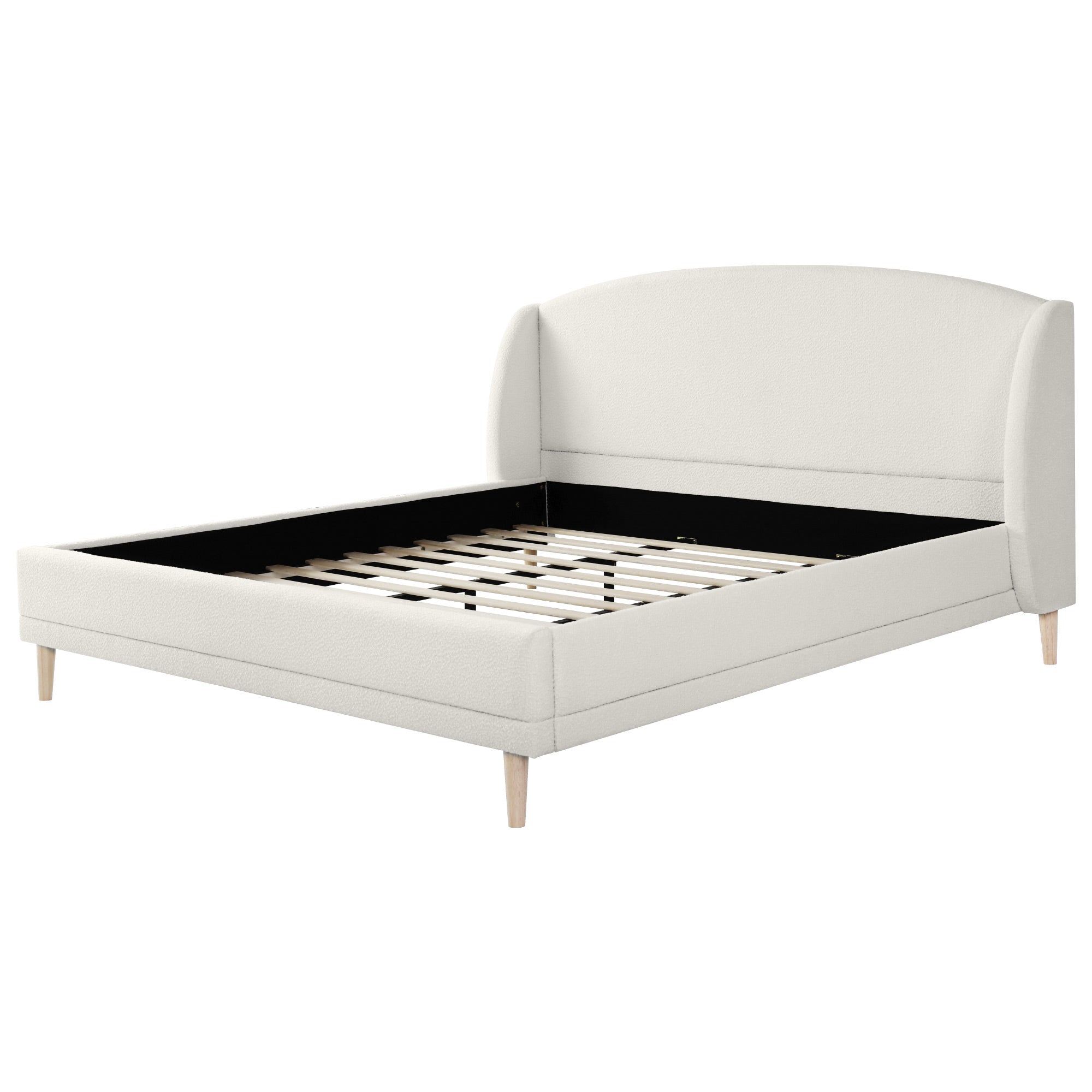 Boucle Fabric Upholstered Platform Bed