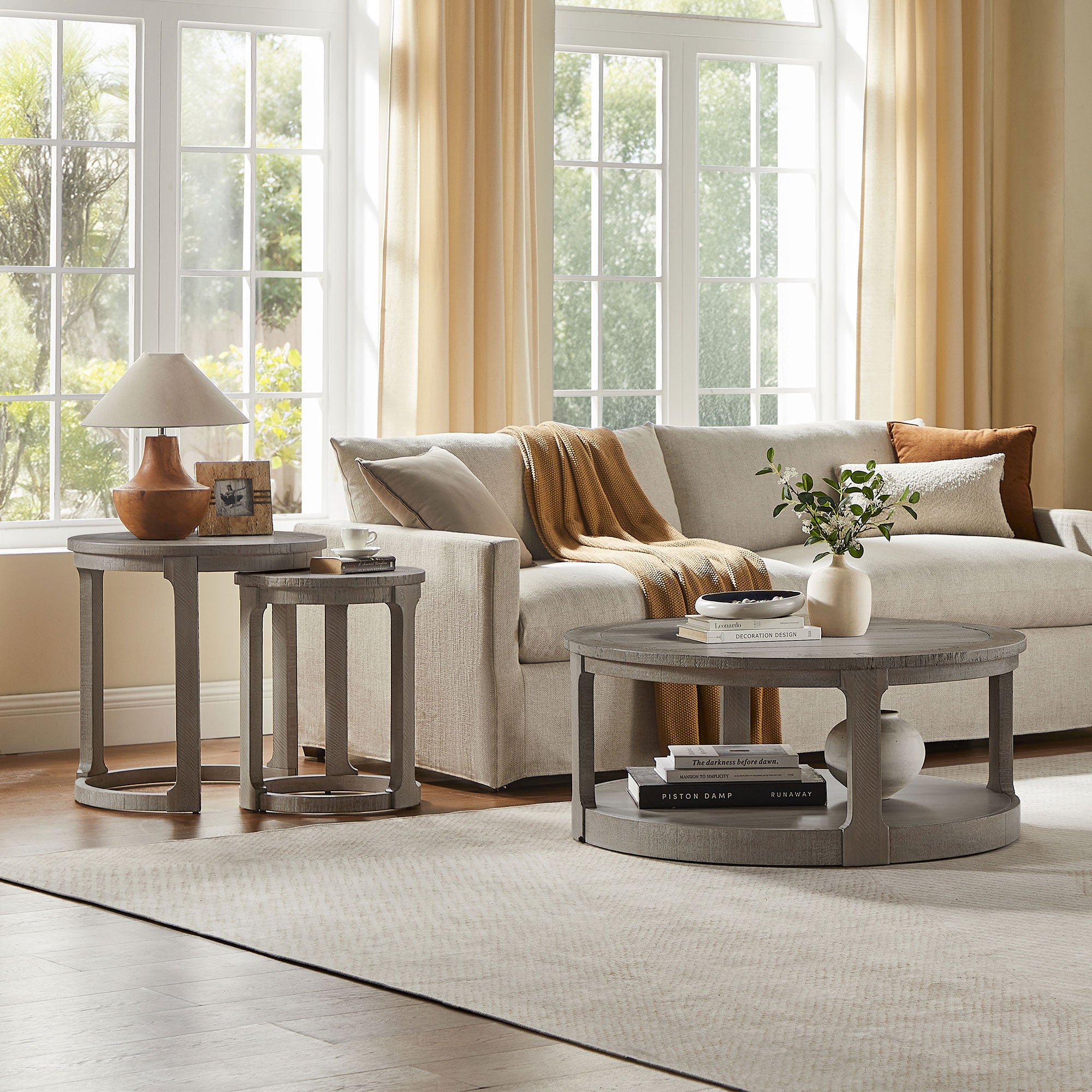 Modern Farmhouse Set of 2 Nesting Accent Tables