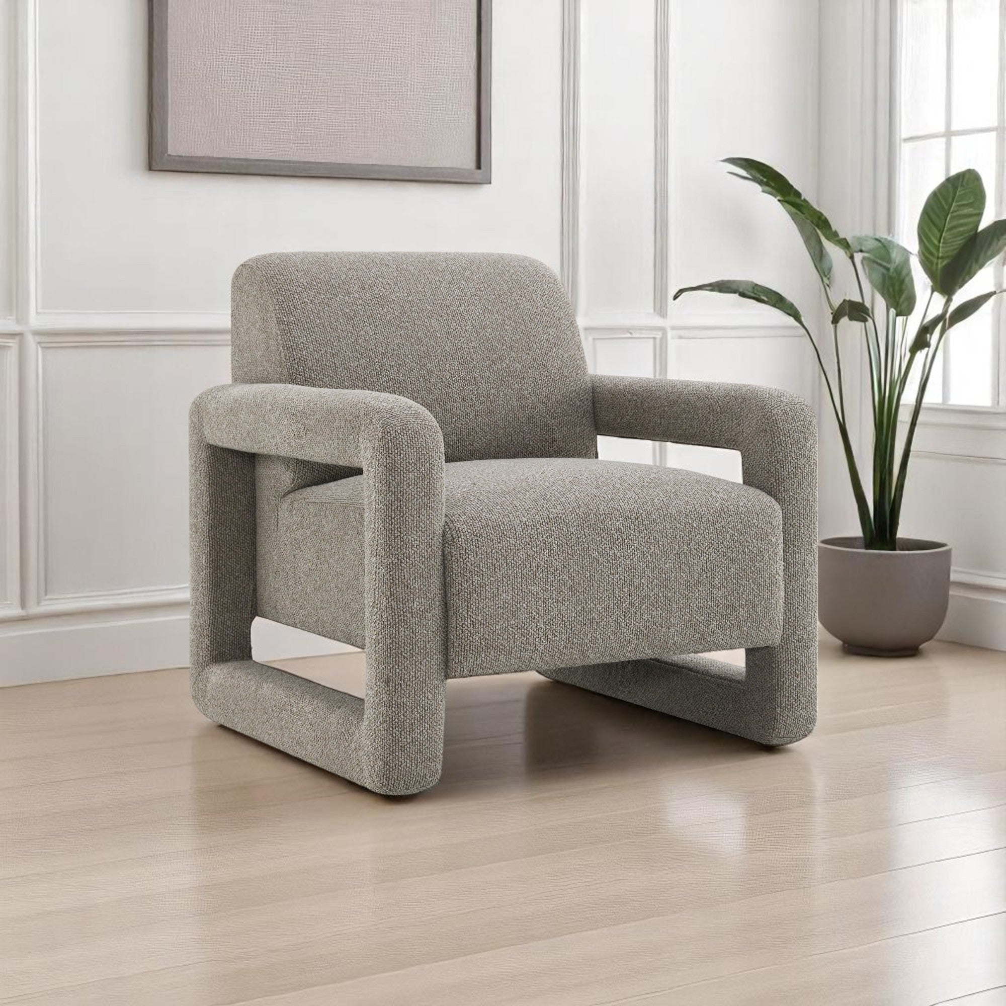 Glenda Chenille Accent Chair in Gray