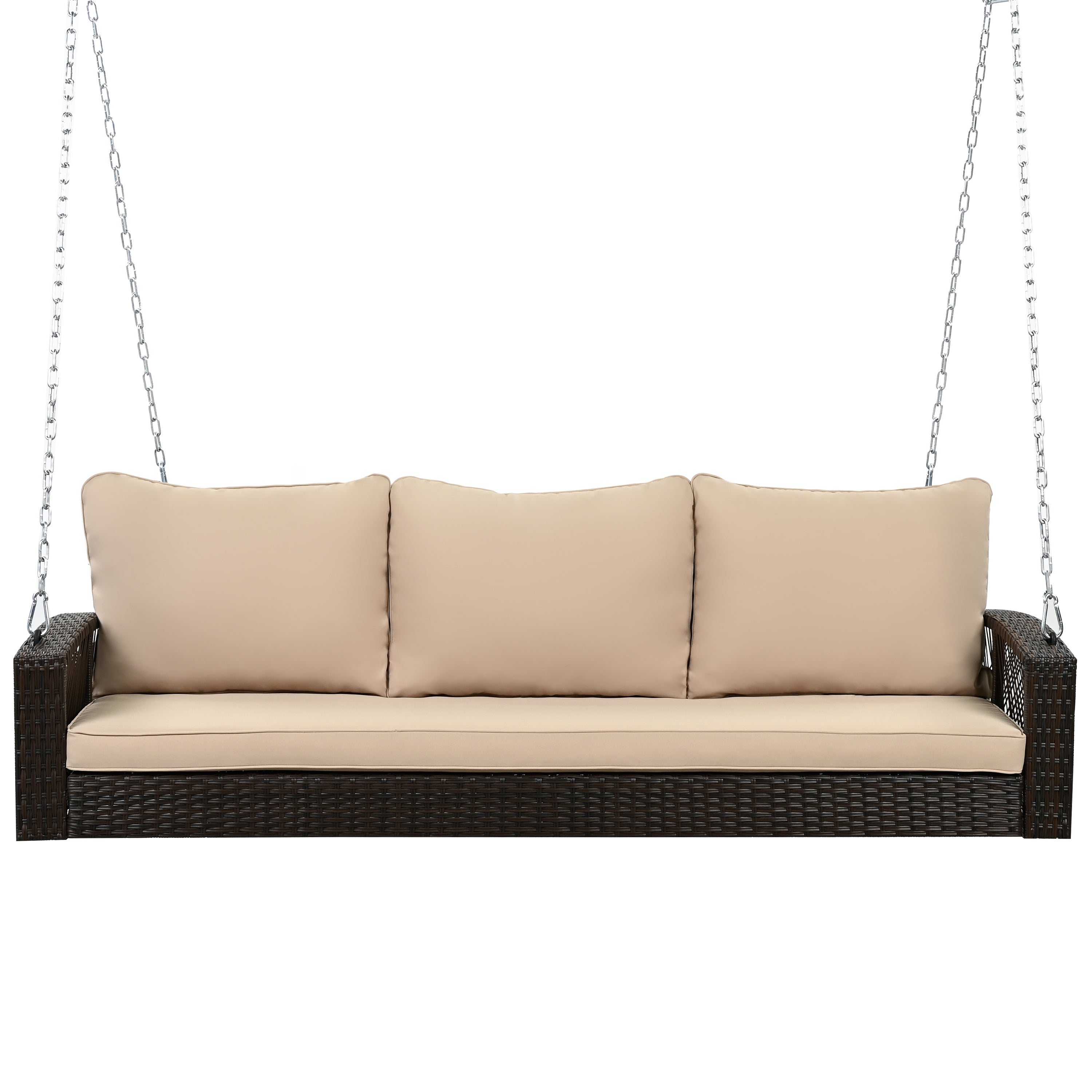 3-Person Large Porch Swing with Cushions
