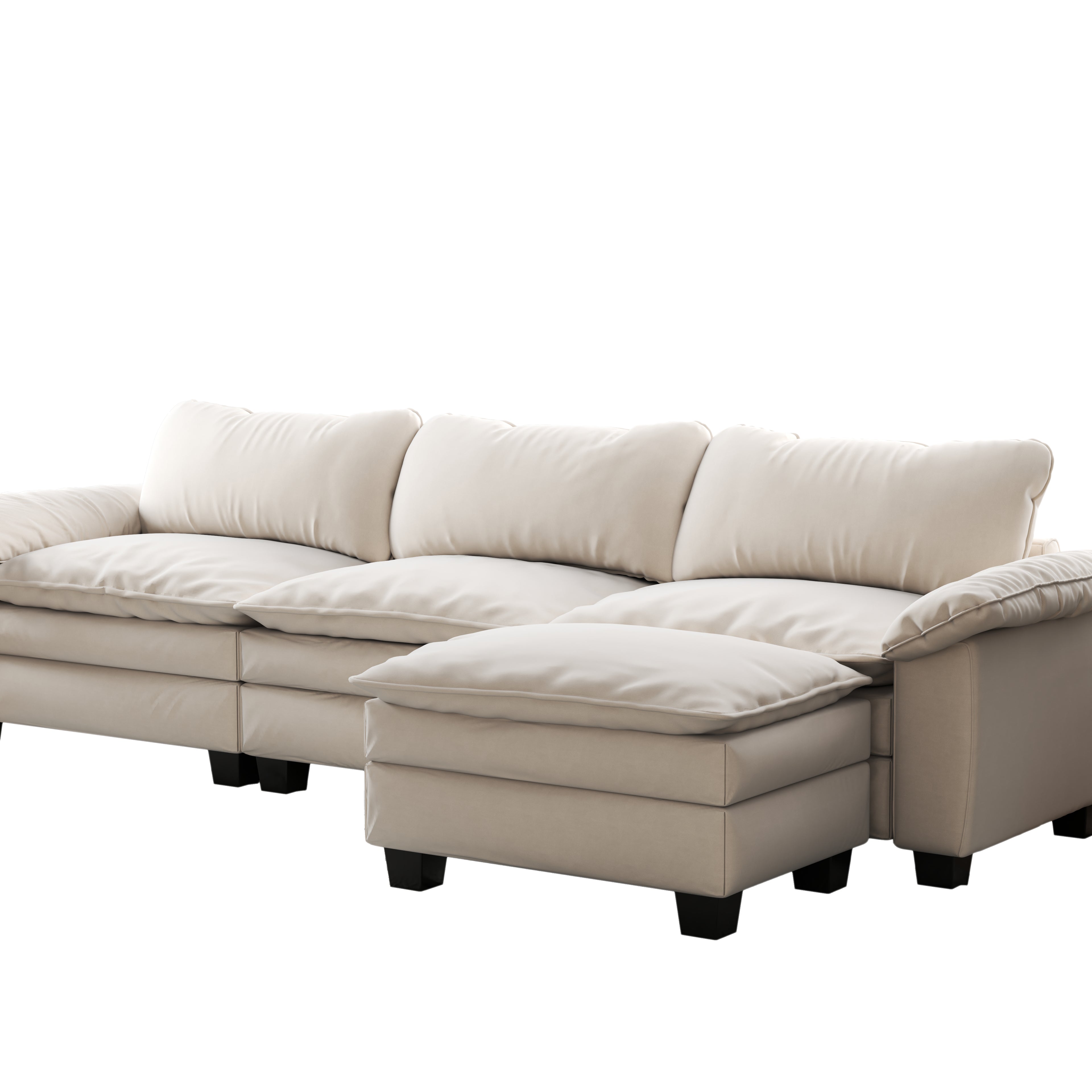 Luxury Soft Velevt Sectional Sofa with Ottoman