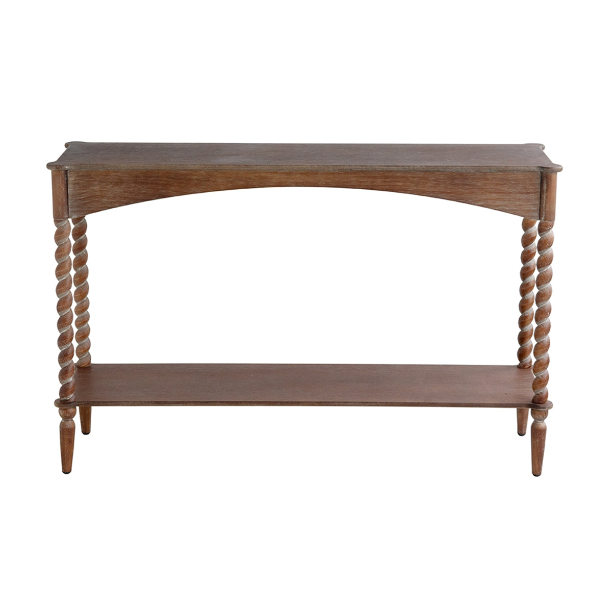 Rustic Brown Wood Console Table with Turned Spiral Legs
