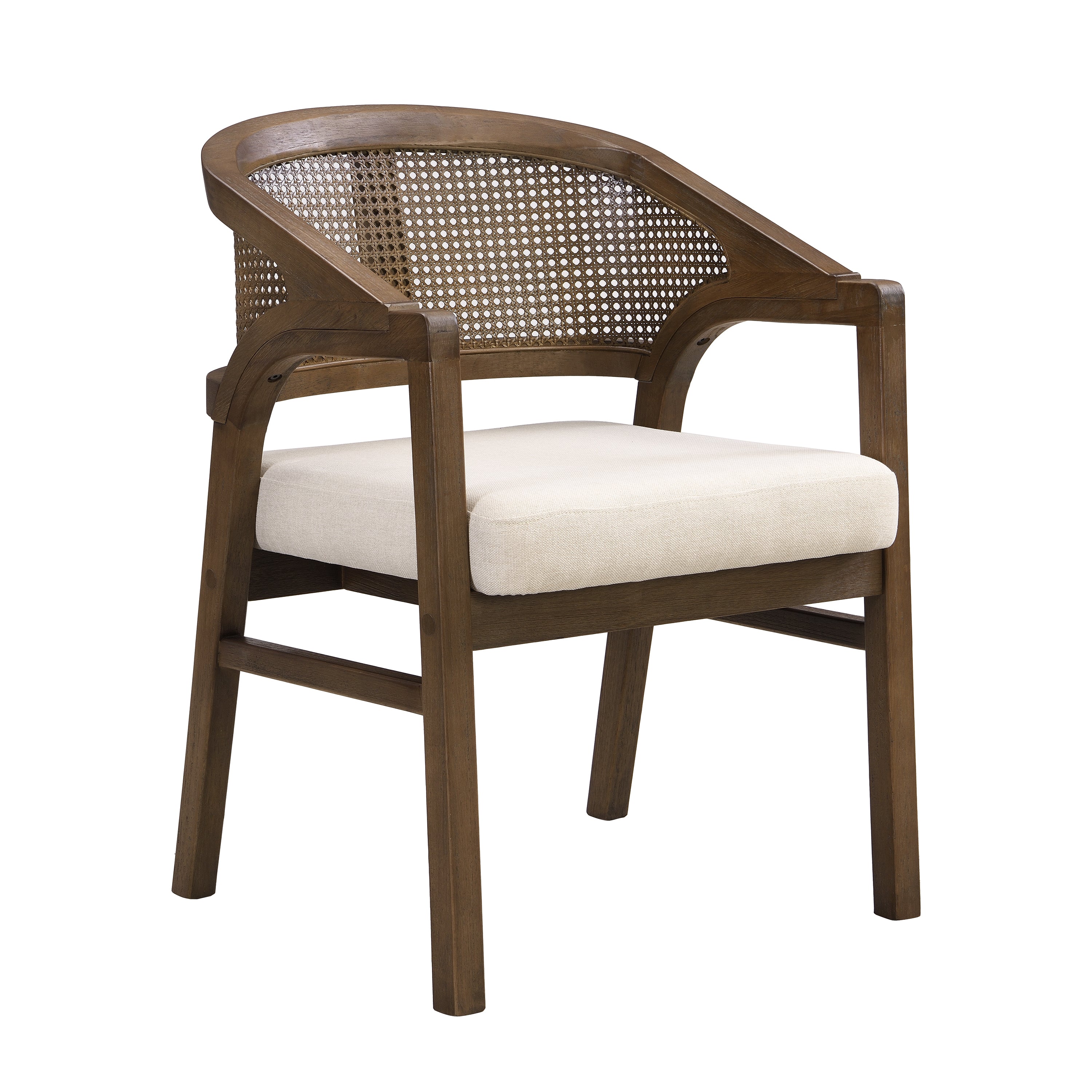 Briarwood 7-Piece Wood Upholstered Dining Set with Rattan Back Chairs