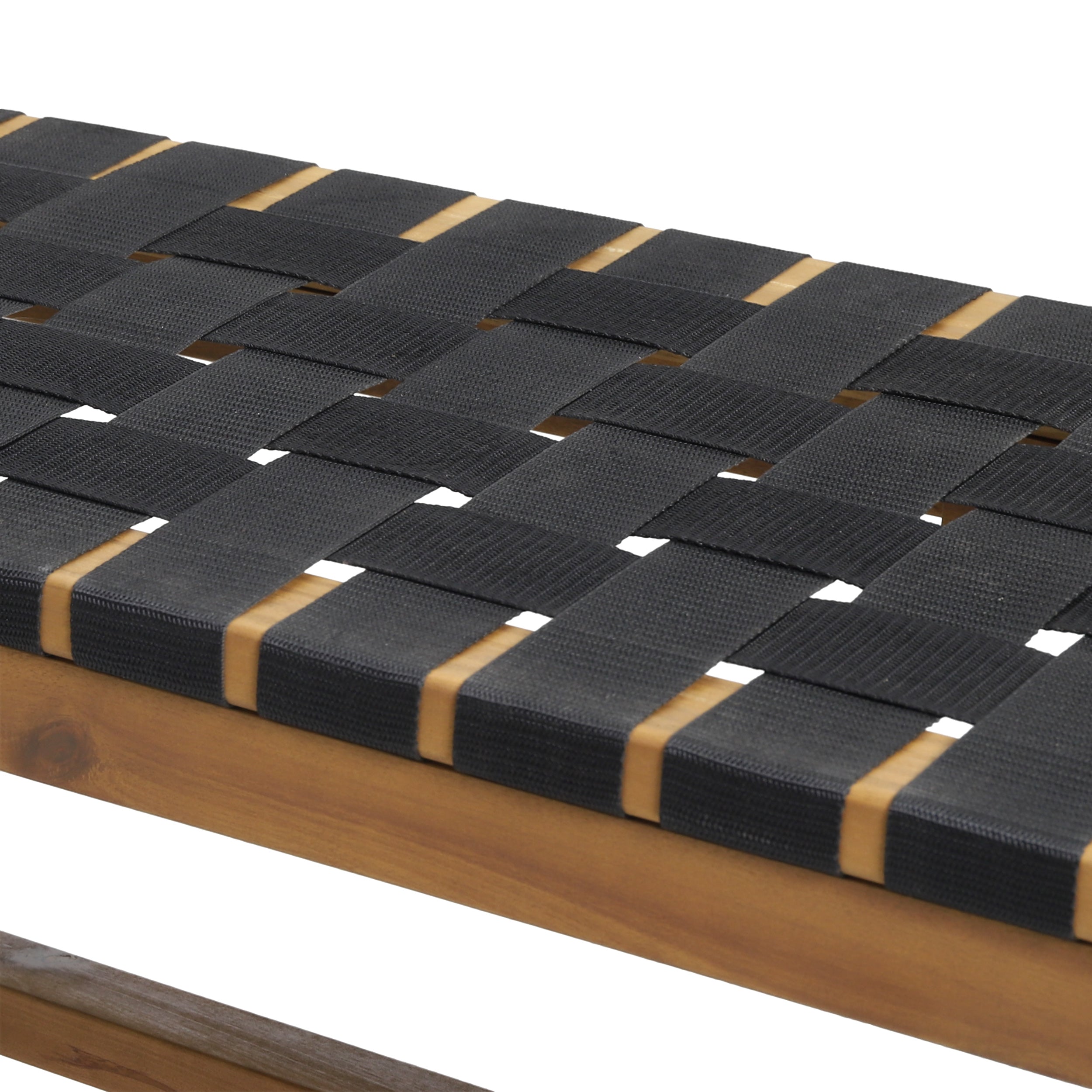 Outdoor Bench with Rope Weave Seat and X-Cross Base