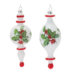 Holly-Finial-Drop-Ornament-(set-of-6)-White-Ornaments