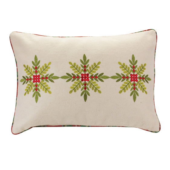 Embroidered Snowflake Pillow 19.5"