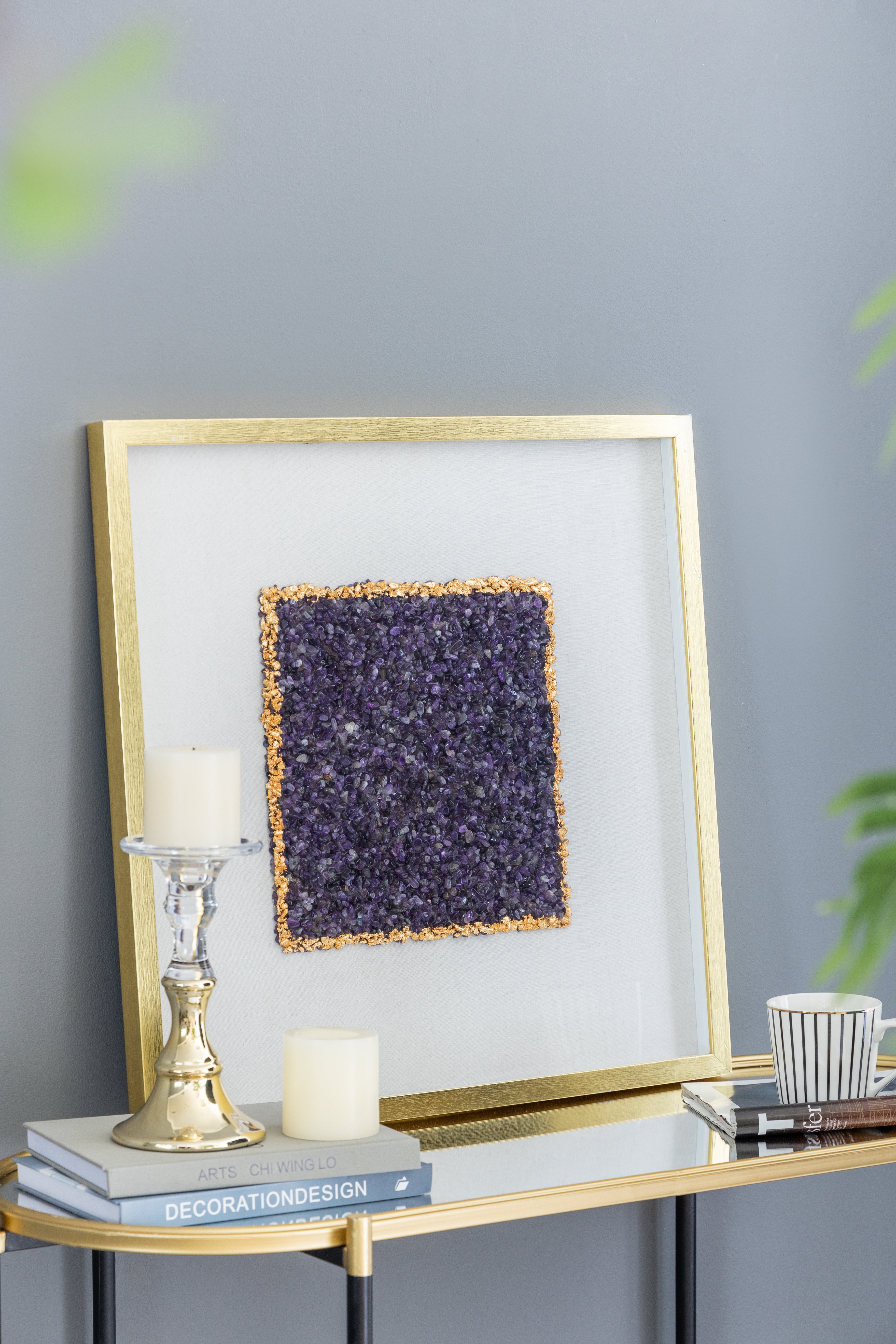 Lillian Purple Crystal Shadow Boxes Wall Décor