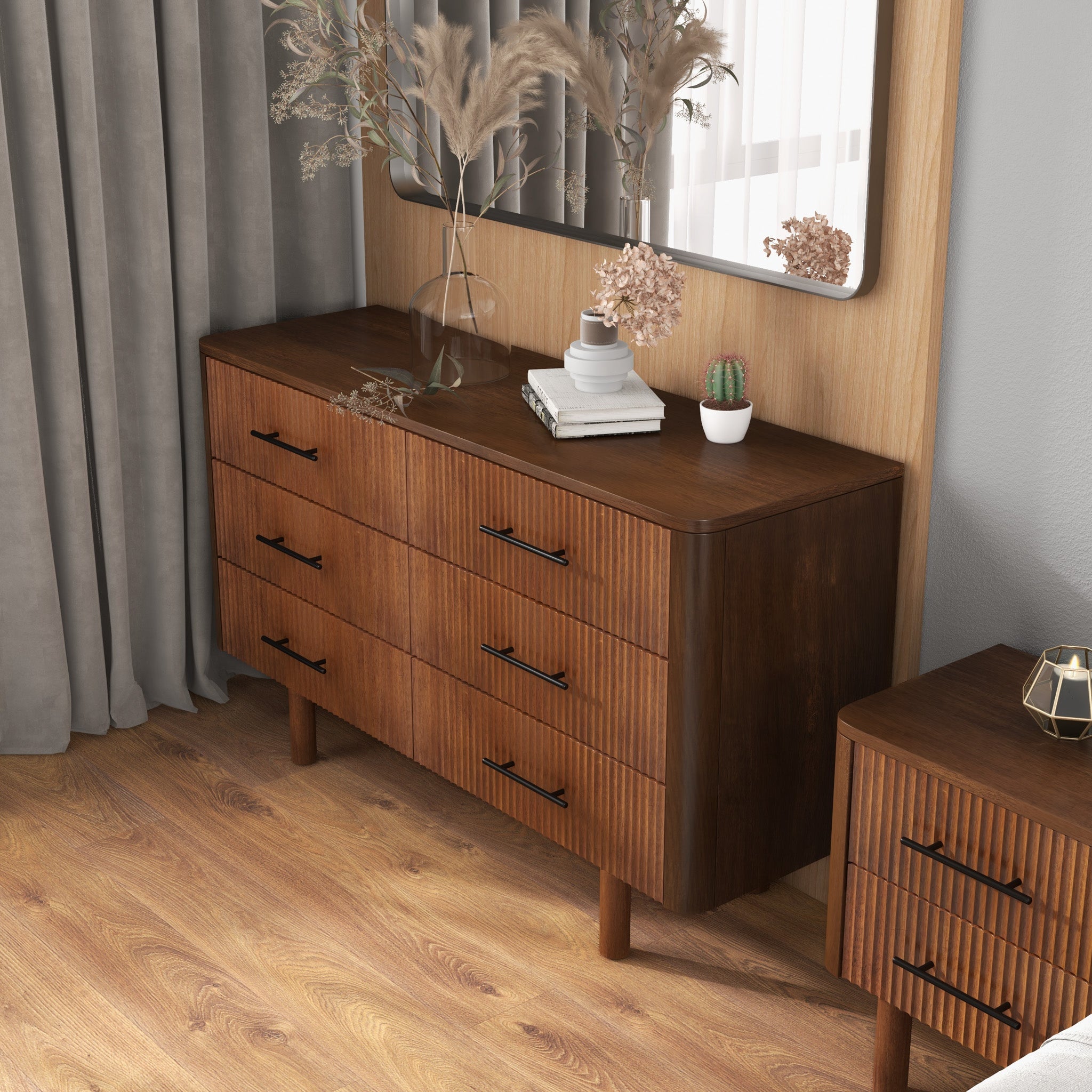 Logan Mid Century Modern Walnut Dresser