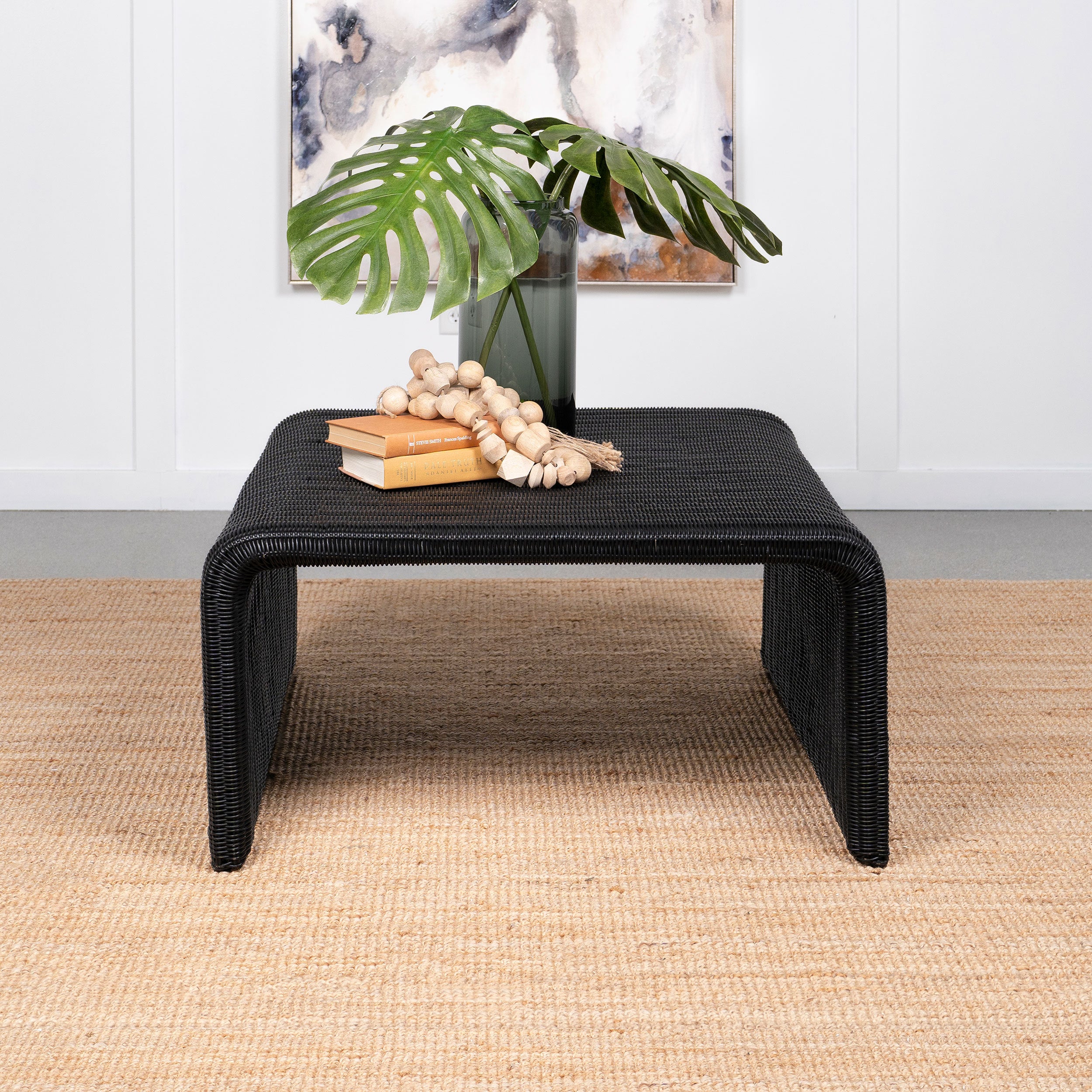 Woods Woven Rattan Square Coffee Table in Black