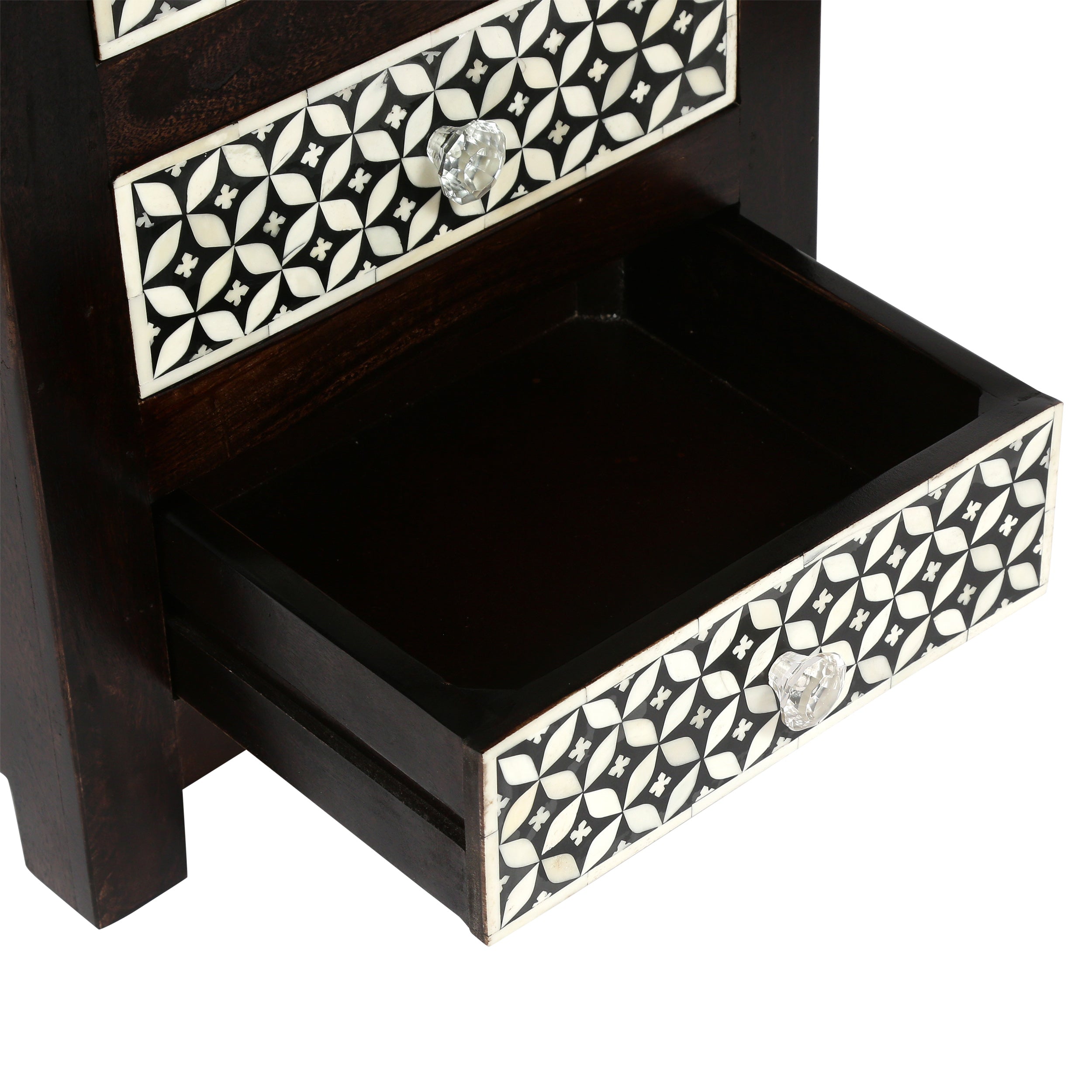 Wooden 3 Drawer Bone Fitted Nightstand