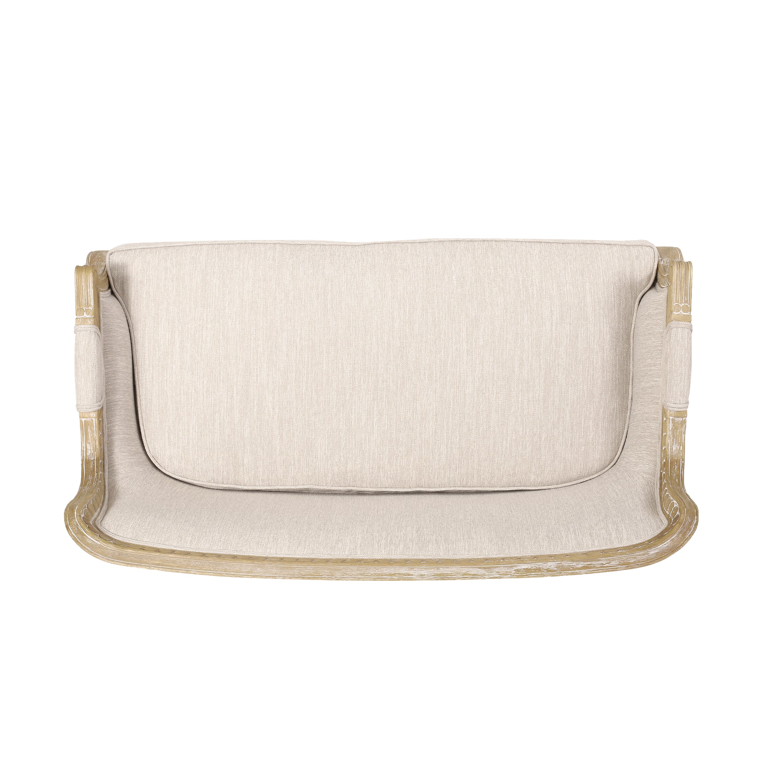 Upholstered Loveseat with Turned Legs and Recessed Arms