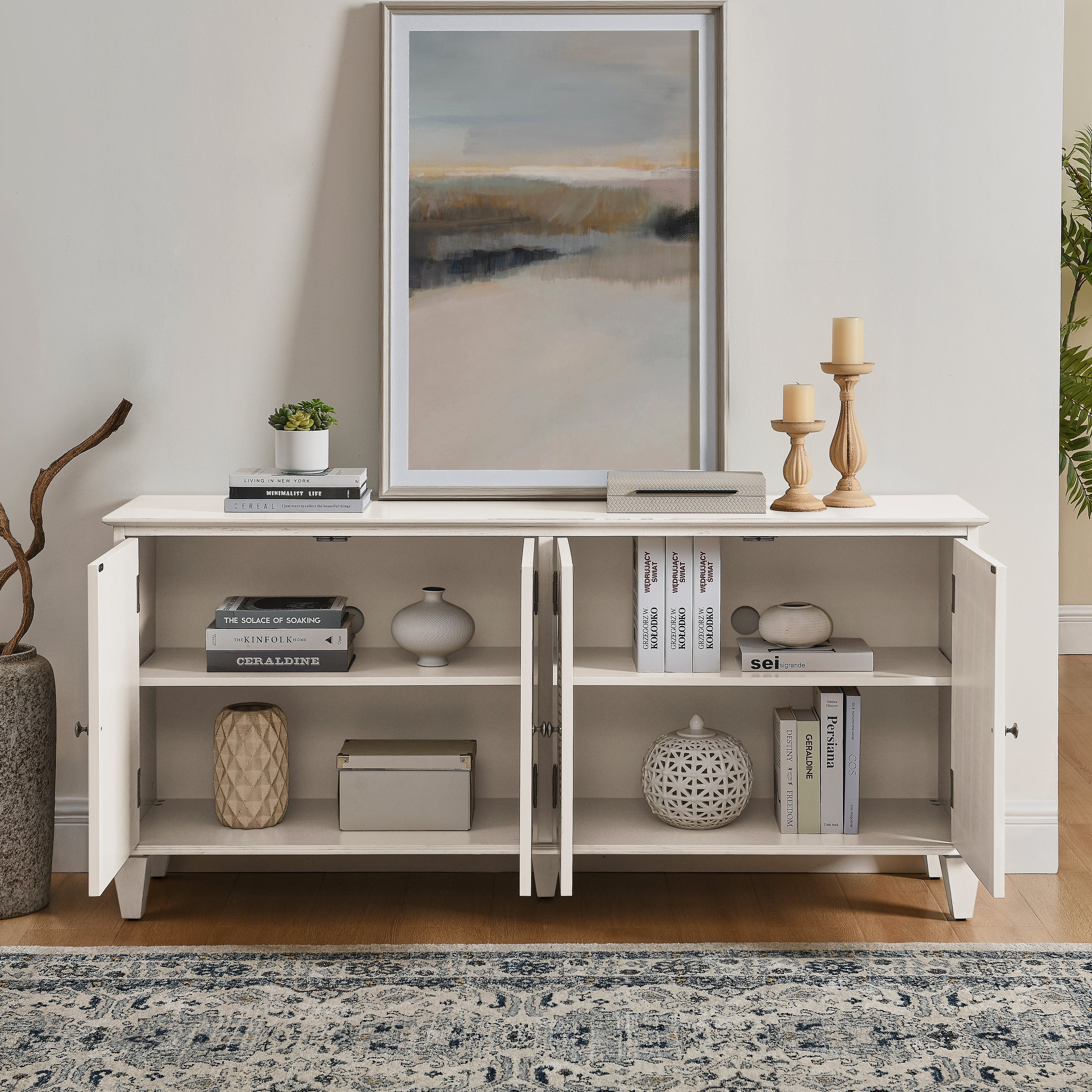 65.2' Mid Century Modern Geometric Accent Sideboard