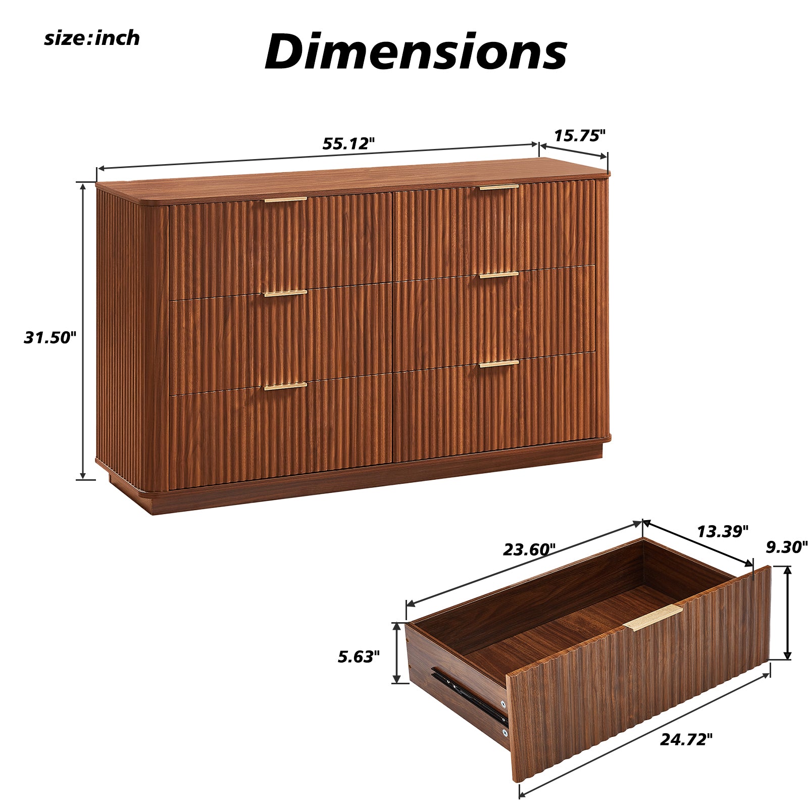 55' Wide Modern Chest of Drawers