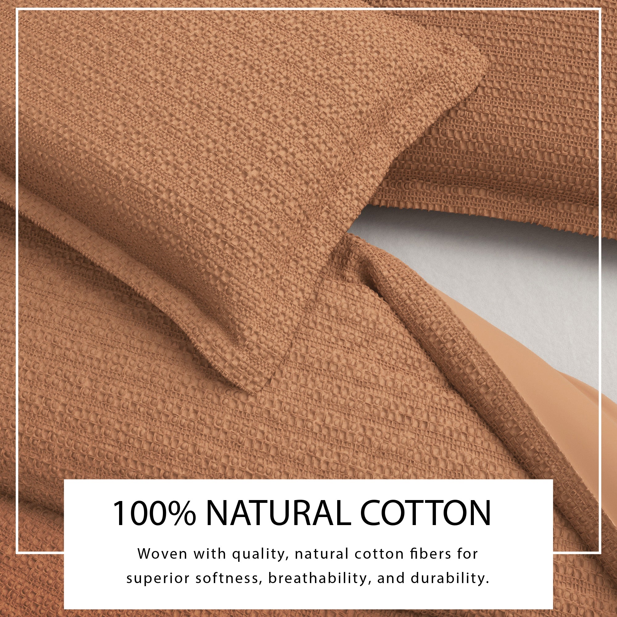 100% Cotton Honeycomb Waffle Textured Duvet Cover with Pillow Shams