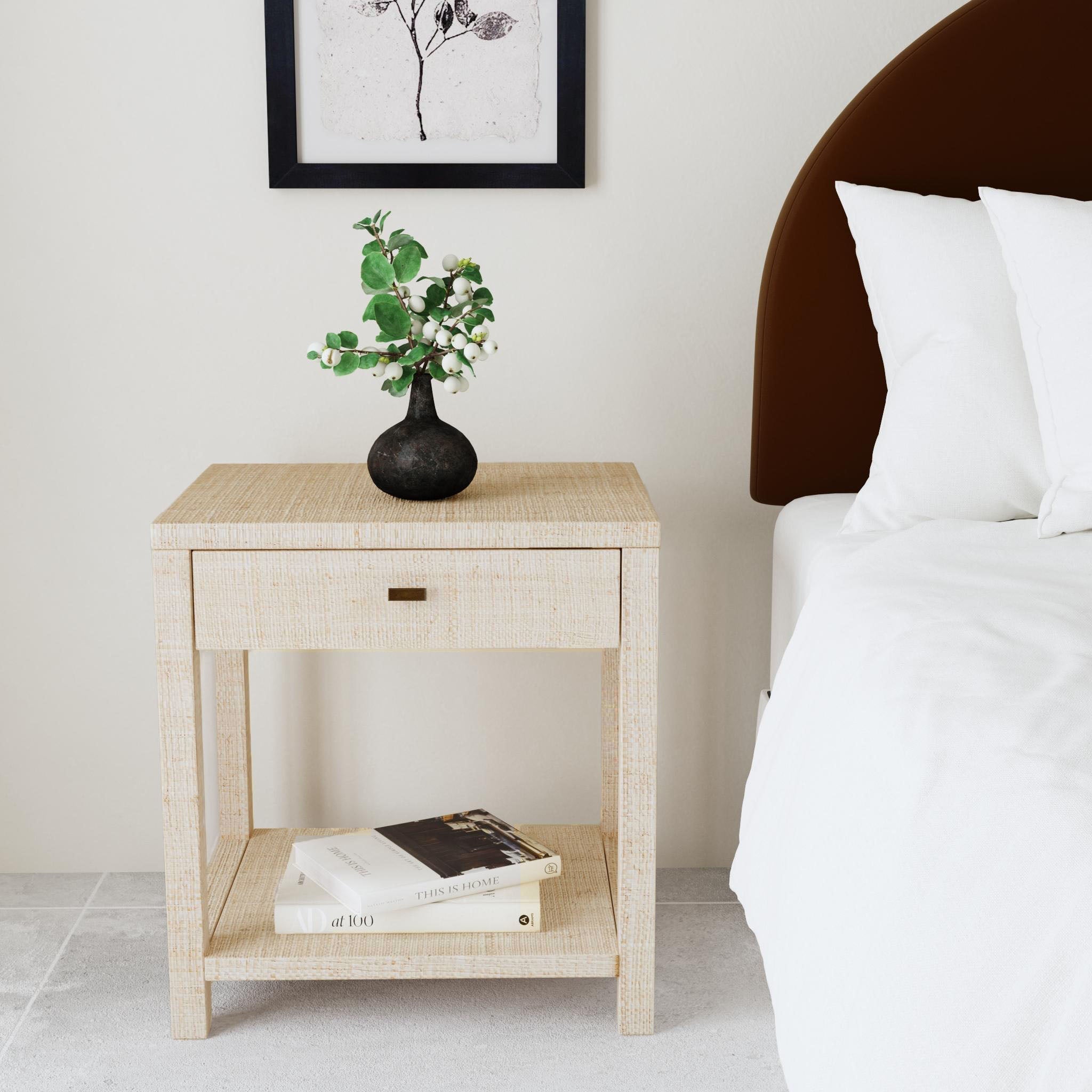 Gia Raffia Wrapped Nightstand