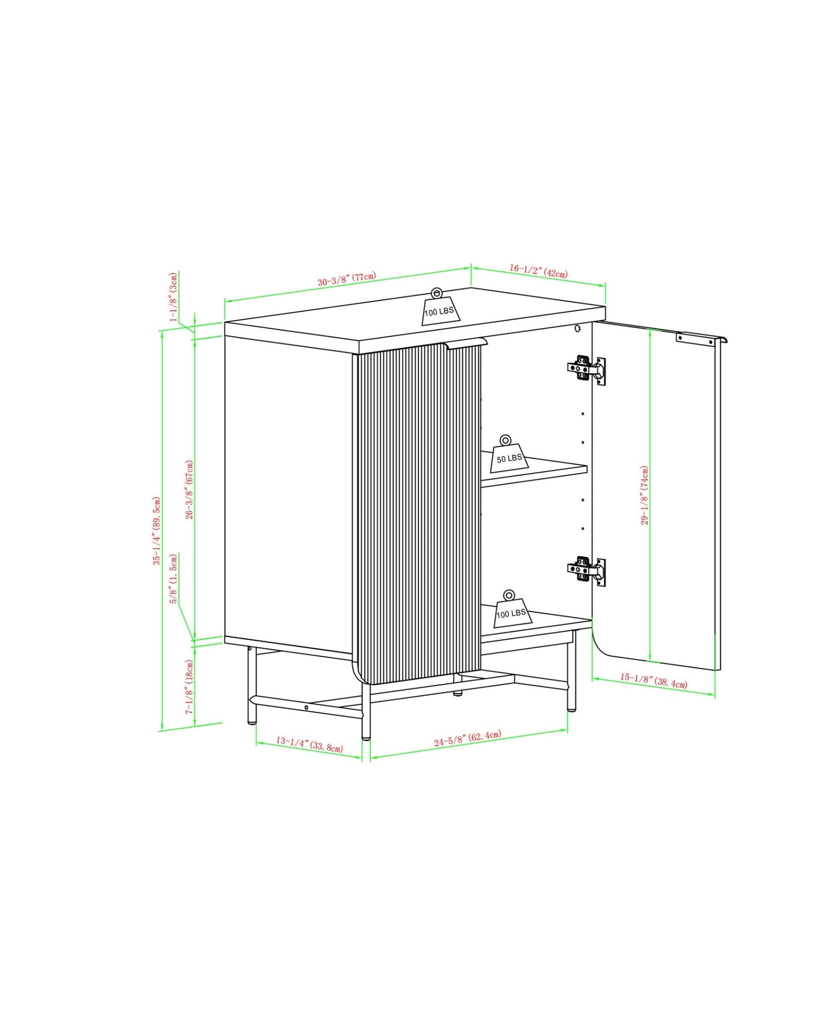 Fluted-Door Storage Console Cabinet - Cabinets