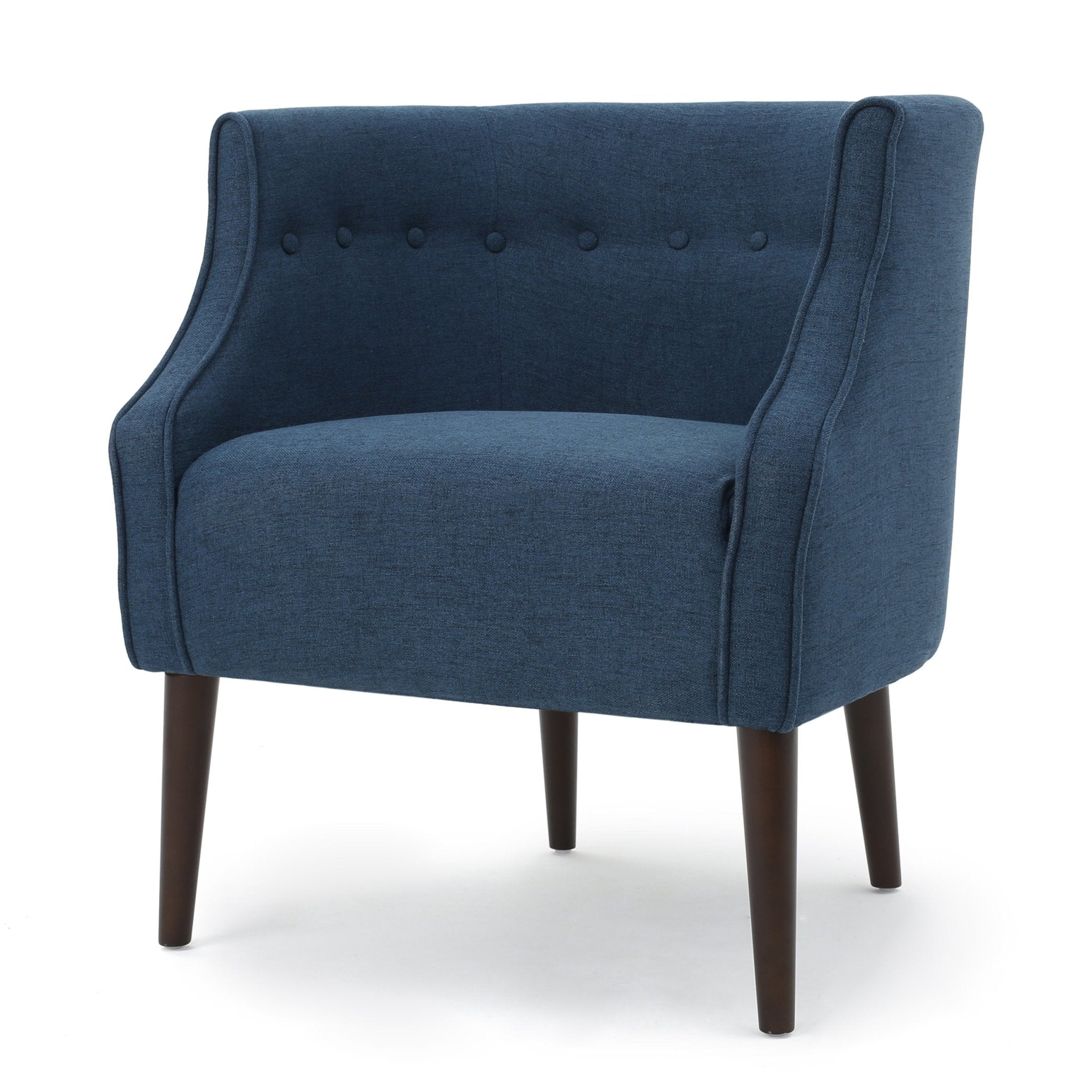Flutter Upholstered Club Chair with Button Tufting and Tapered Wood Legs - Accent Chairs
