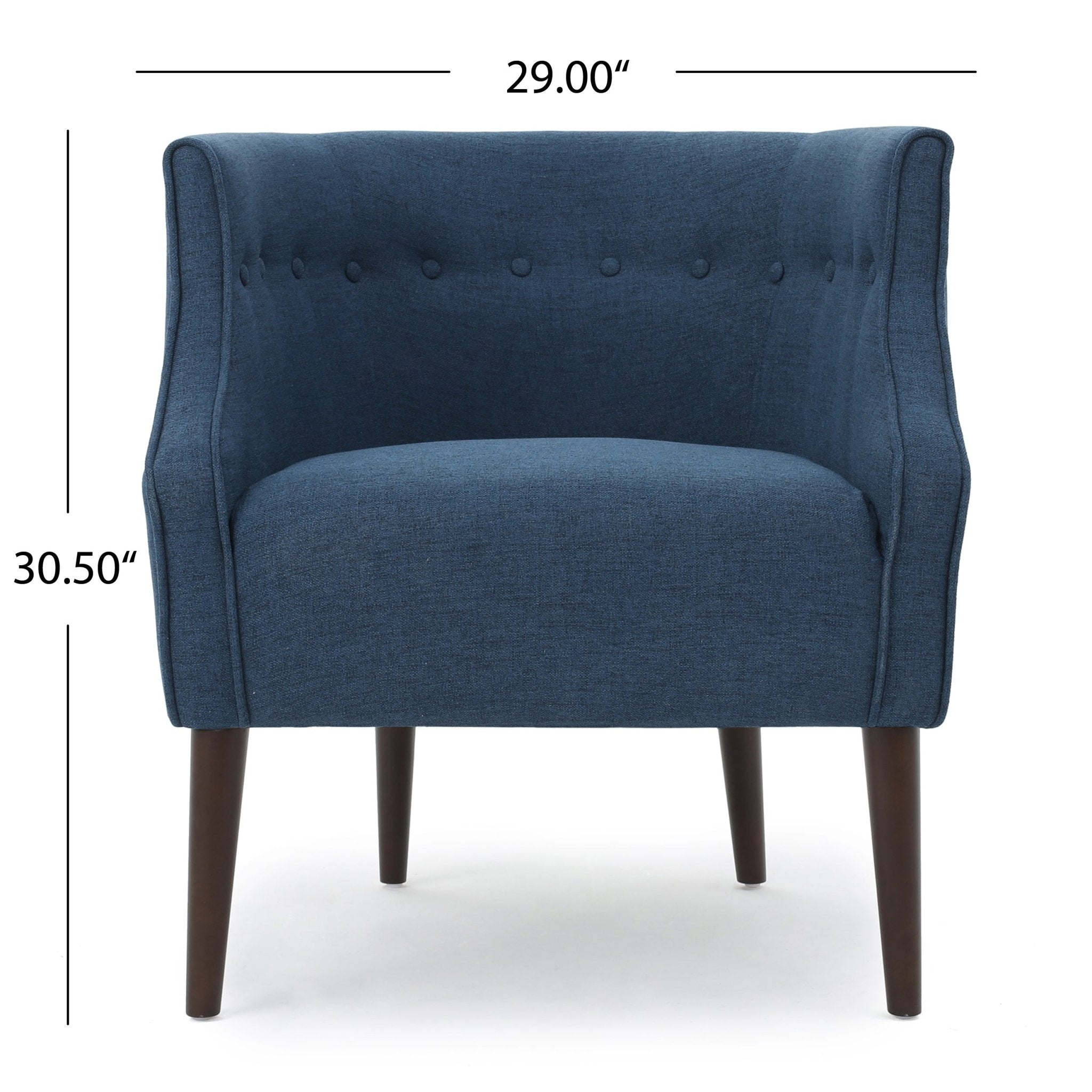 Flutter Upholstered Club Chair with Button Tufting and Tapered Wood Legs - Accent Chairs