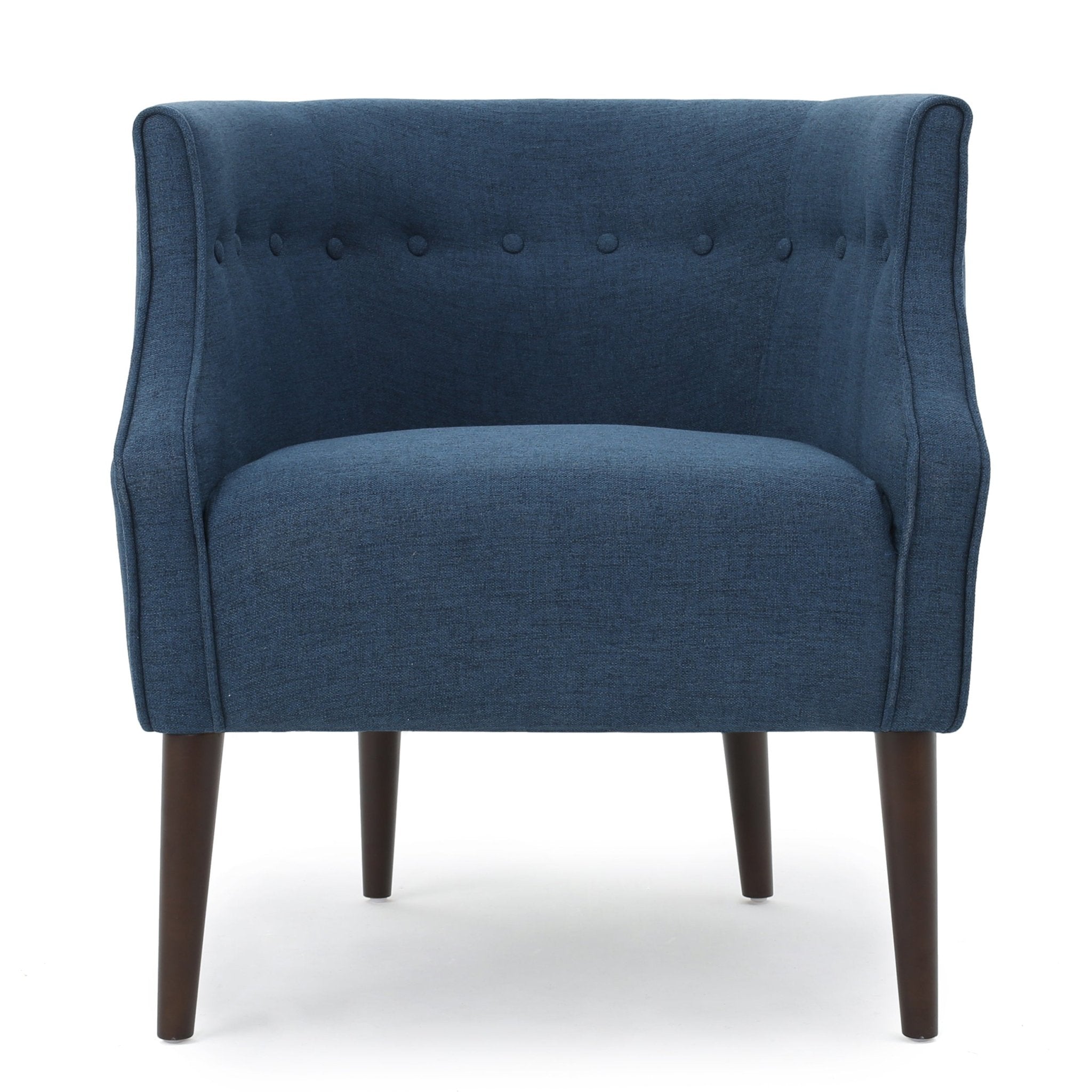 Flutter Upholstered Club Chair with Button Tufting and Tapered Wood Legs - Accent Chairs