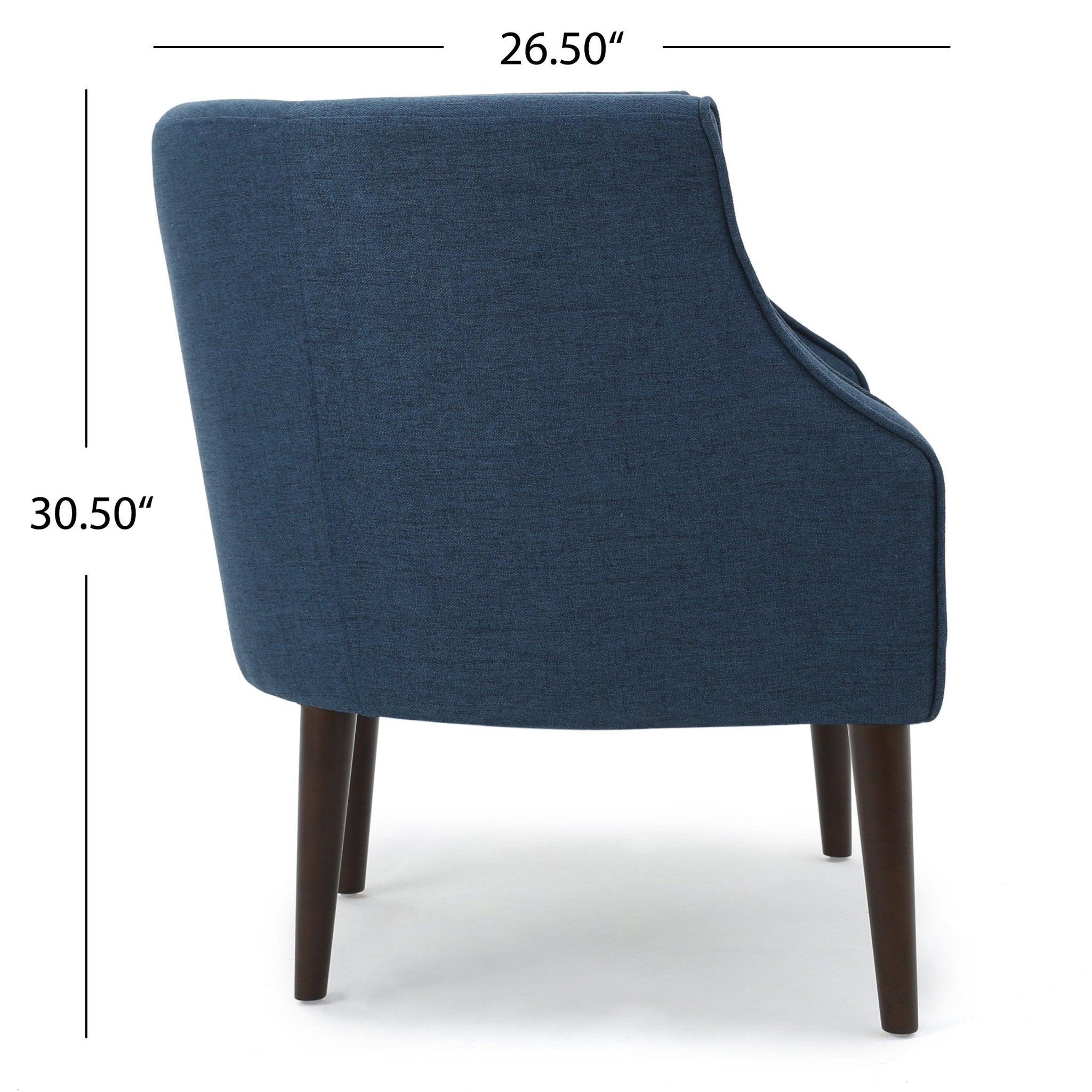 Flutter Upholstered Club Chair with Button Tufting and Tapered Wood Legs - Accent Chairs