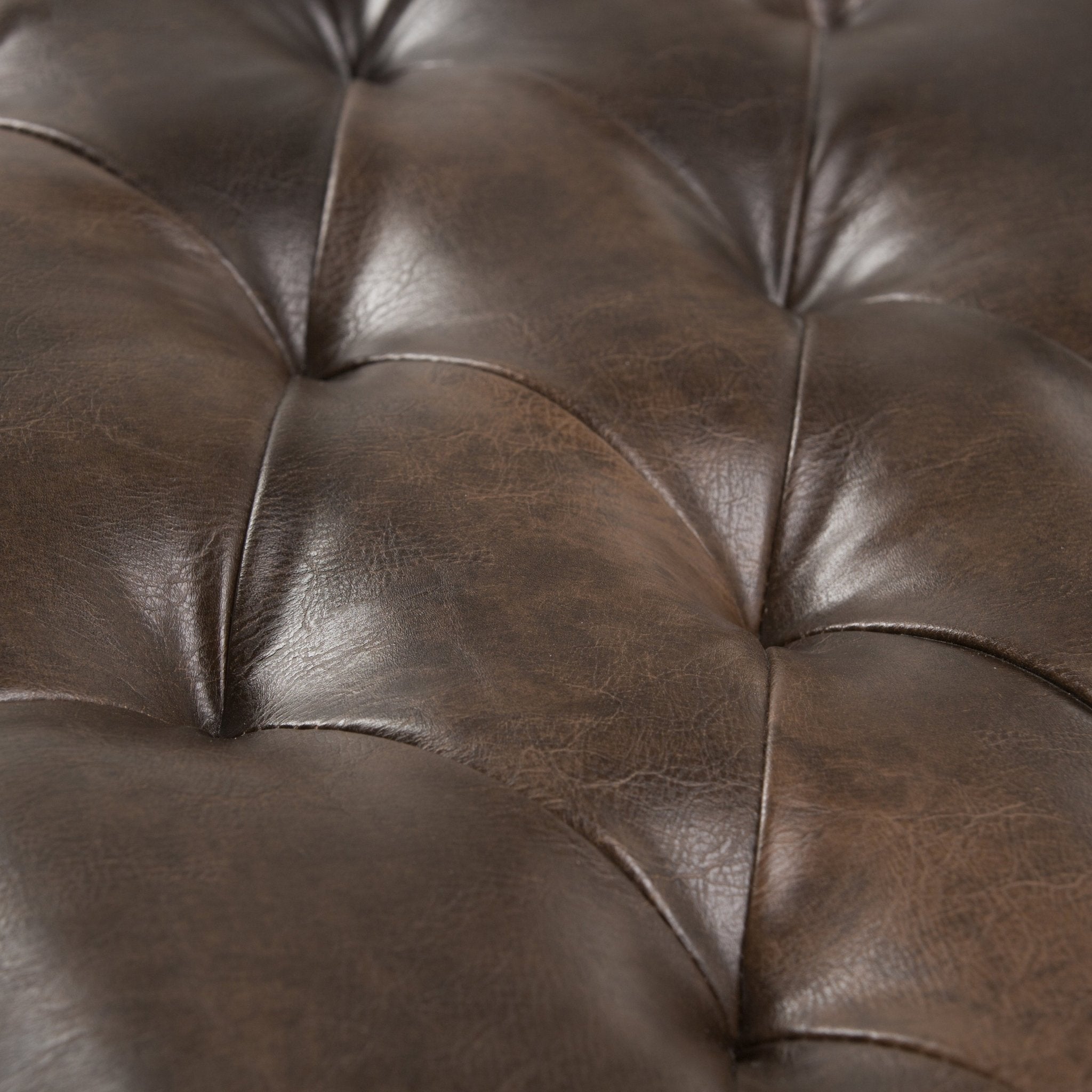Fortune Upholstered Ottoman Bench with Tufted Top, Nailhead Trim and Carved Legs - Benches