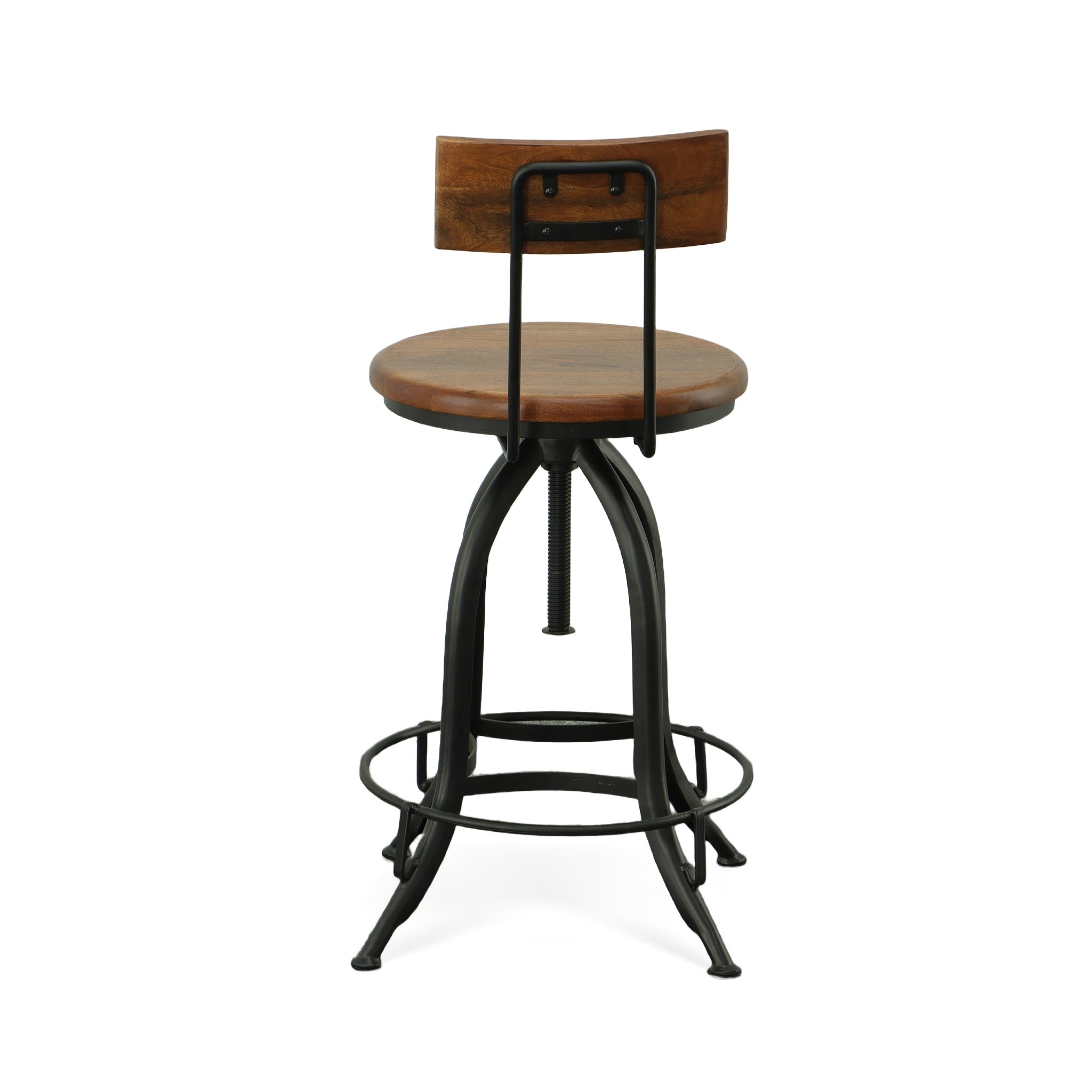Ryder Adjustable Stool with Back, Chestnut/Black