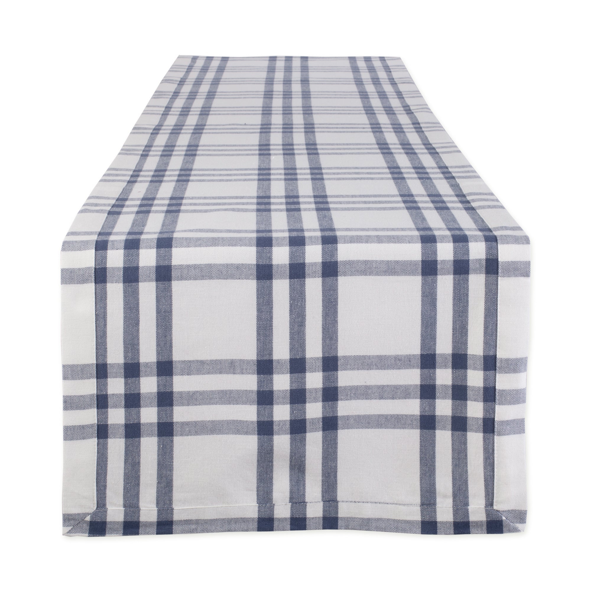 French Blue Farm To Table Check Table Runner 14X72 - Table Runners