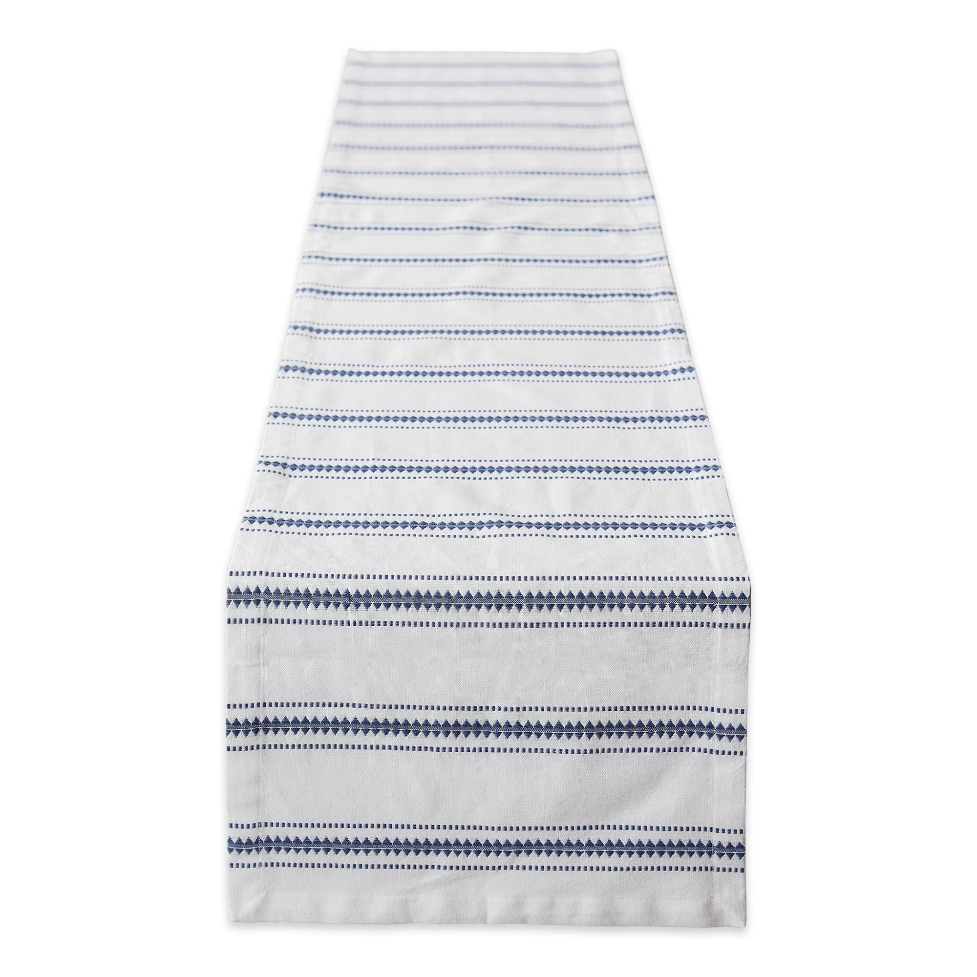 French Blue Zig Dobby Stripe Table Runner 14X108 - Table Runners