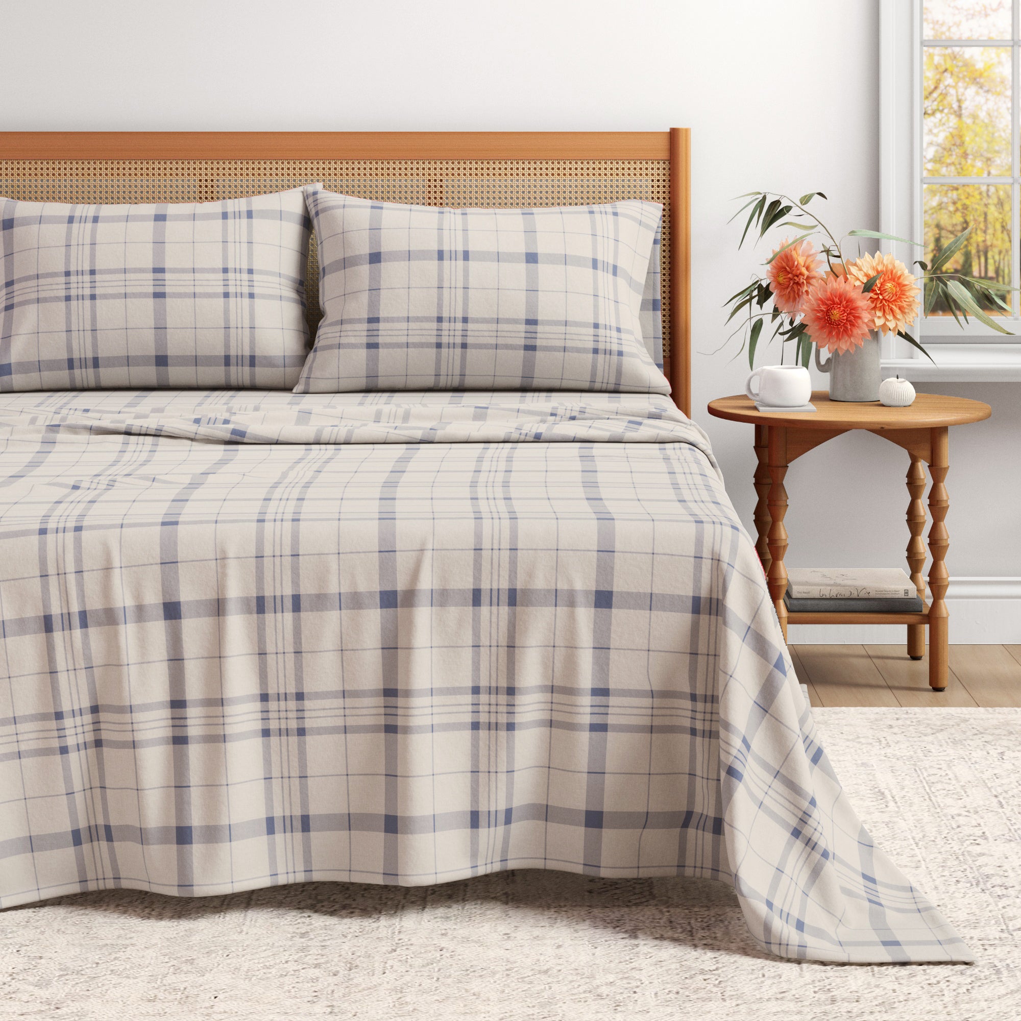 100% Turkish Cotton Plaid Flannel Sheet Sets